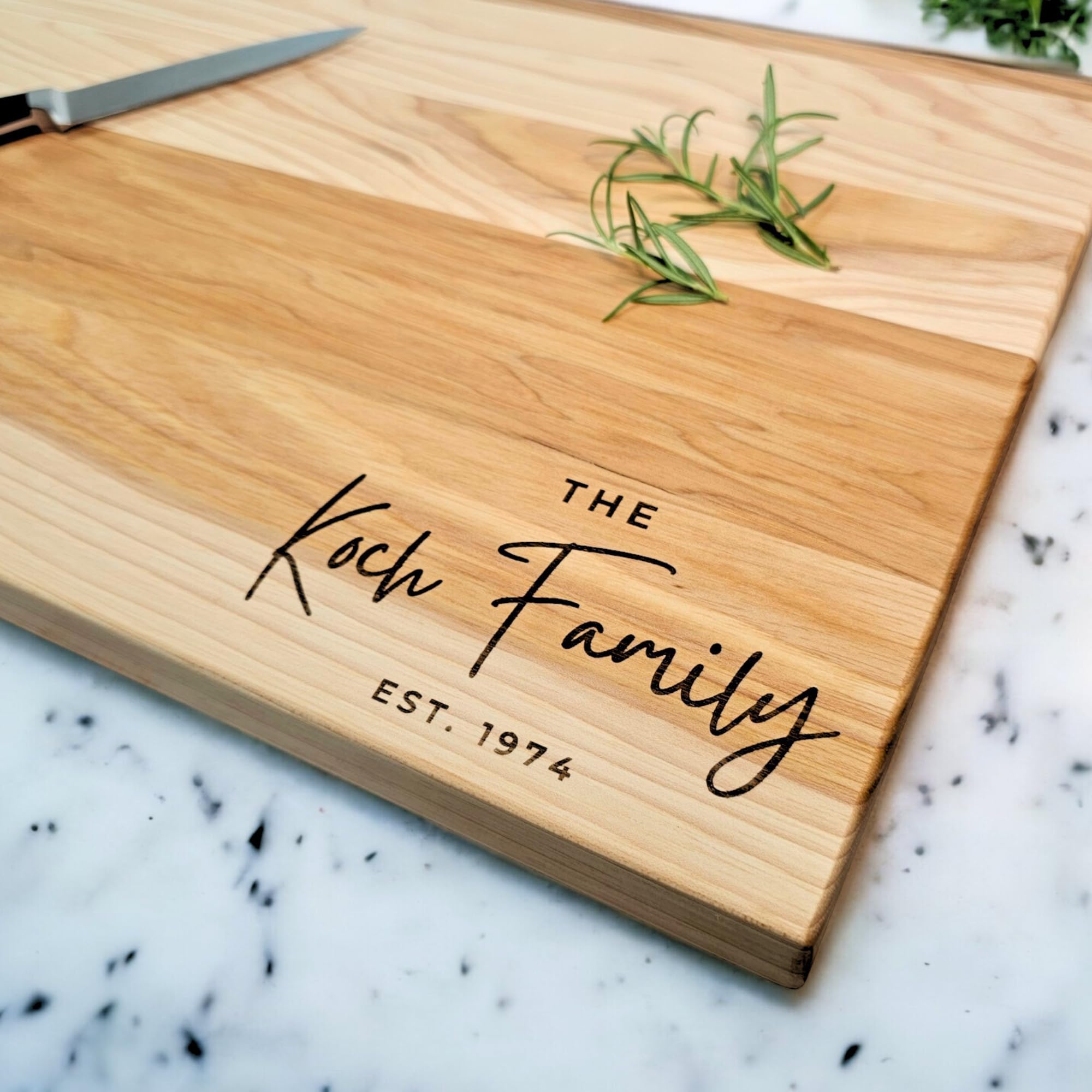 Personalized Engraved Wood Cutting Board - 9 Unique Designs & 4 Premium Wood Types - Handcrafted in USA - Custom Wedding, Anniversary, Housewarming Gift for Mom, Dad or New Homeowners (Design #5) - Perfect for Kitchen Decor, Cheese Board & Charcuterie Serving