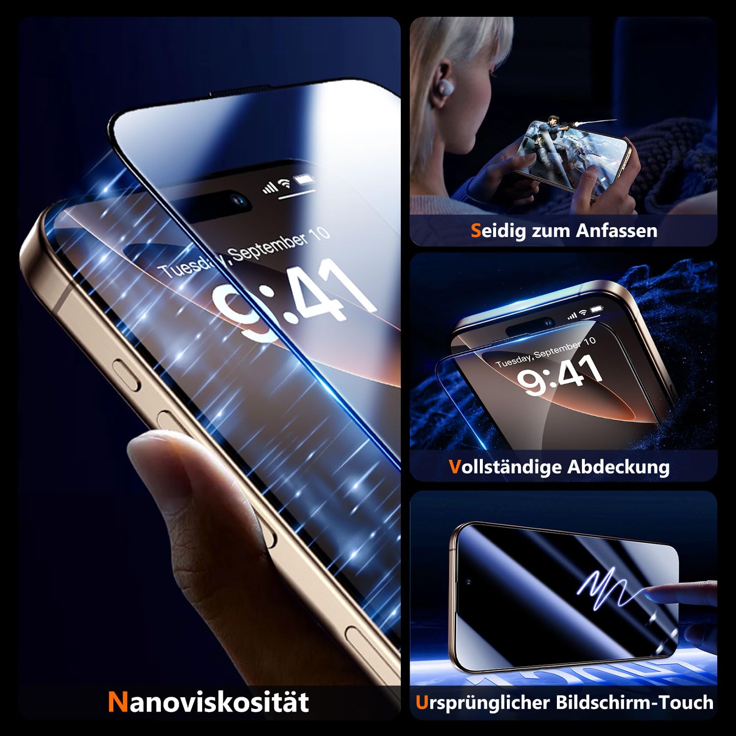 UniqueMe Tempered Glass Screen Protector for iPhone 16 Pro - [Full Coverage] 2-Pack with Easy Auto Installation Kit | Perfect for Everyday Use, Gaming & Outdoor Activities