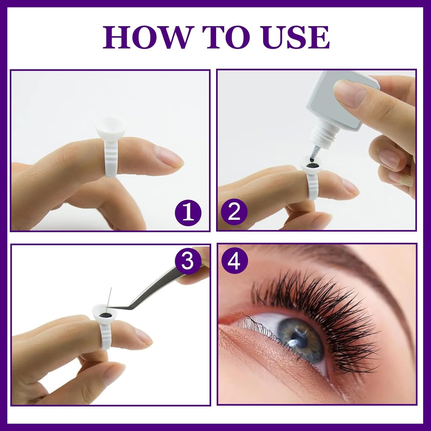 Gleevia Eyelash Glue Rings - 100pcs White Lash Fan Glue Cups | Professional Eyelash Extension Glue Holder | Perfect for Salon & DIY Lash Application | Beauty Supplies for Lash Technicians