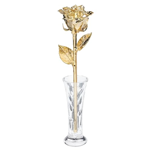 Gold Dipped Rose (With Clear Glass Bud Vase)