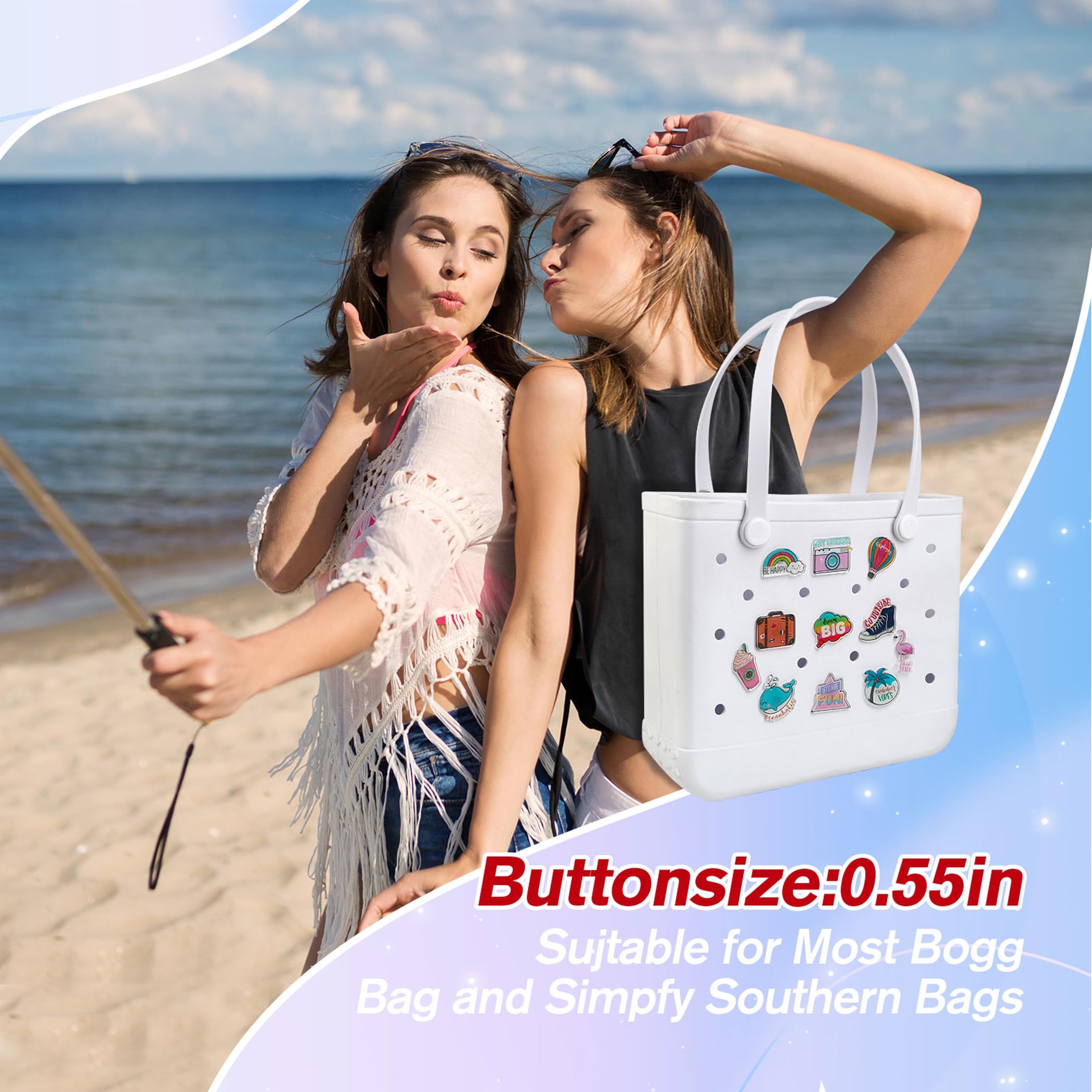 Bogg Bag Charms - Stylish Women's Accessories for Simply Southern Beach Totes | Decorative Inserts for Rubber Beach Bags | Perfect for Pool Parties, Beach Trips & Summer Vacations