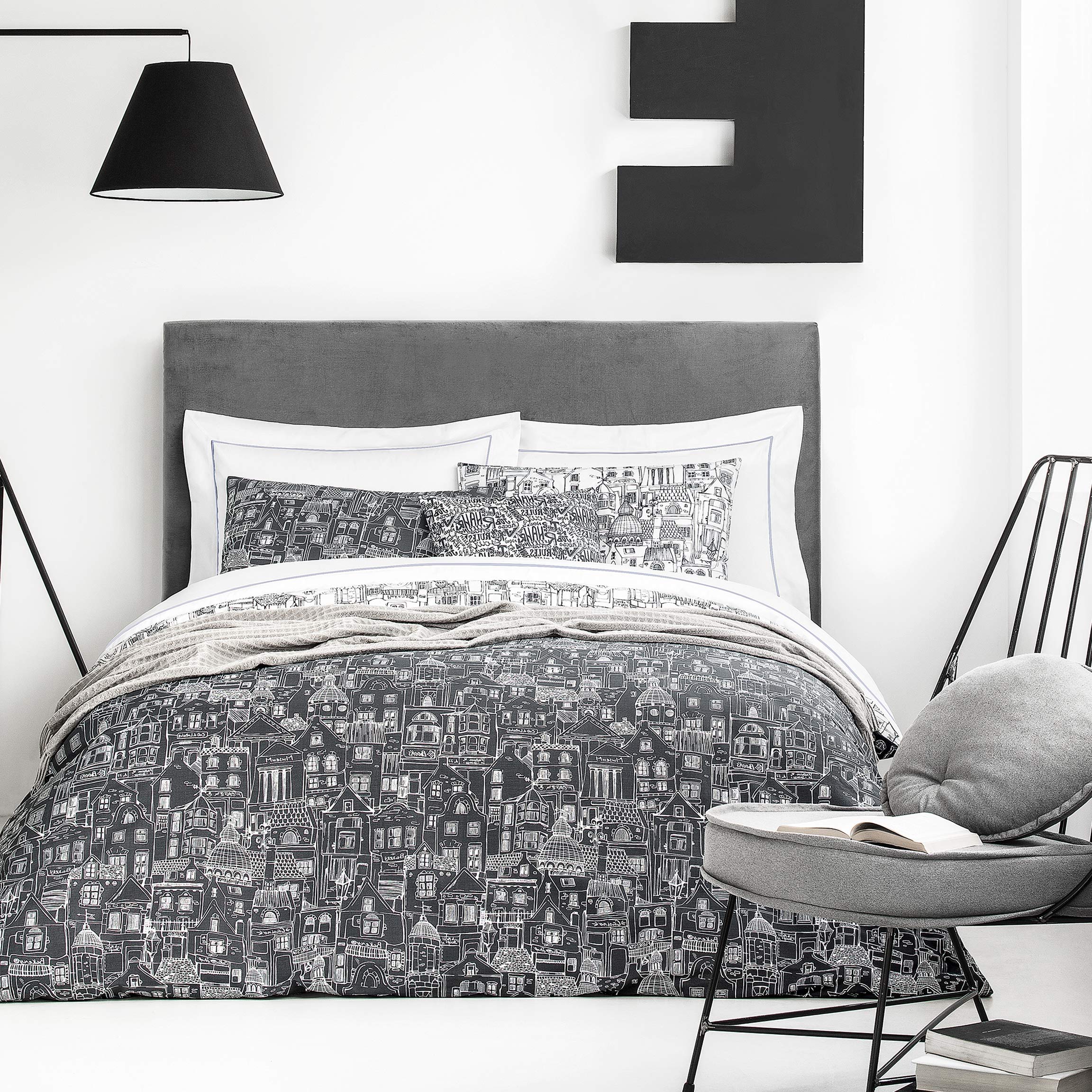Premium 200 TC Cotton Sateen Duvet Cover Set for Kids - Single Size in Gray & White | Soft Bed Linen for Children's Room Decor & Comfortable Sleep
