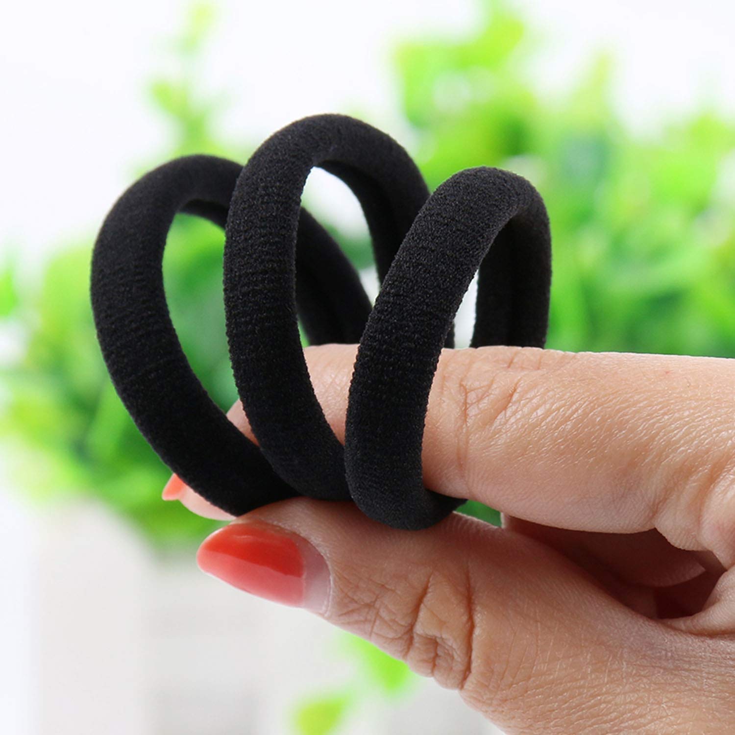 Ayushicreationa Hair Ties for Thick Hair - 20 PCS Black Ponytail Holders & Hair Bands for Women & Girls | Soft Stretch Hair Rubber Bands for Daily Use, Workout, Yoga & Sports
