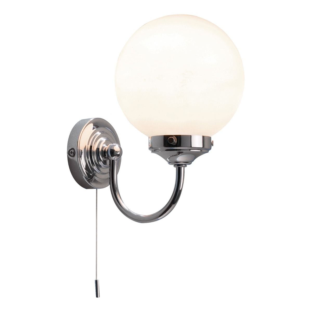 Vintage Bathroom Wall Light - Antique Brass/Polished Chrome with Opal Glass Shade, IP44 Rated for Moisture Protection - Perfect for Bathroom, Powder Room, and Spa Lighting
