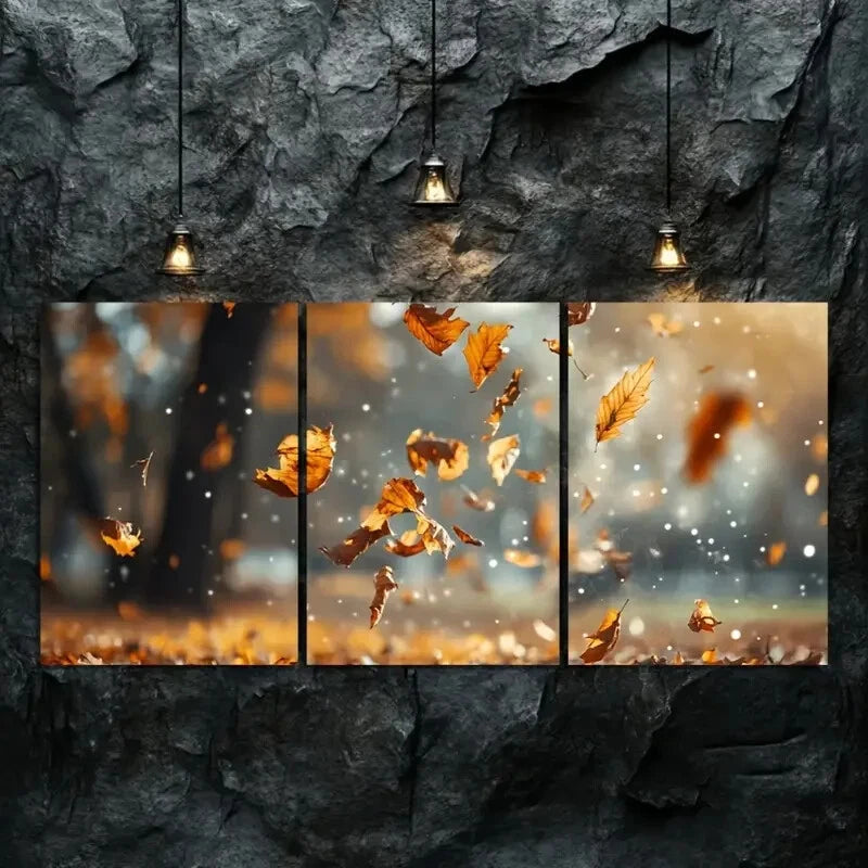 3-Piece Autumn Leaves Wall Art Set - Framed Canvas Prints 50x70cm | High Quality Australian Made Ready-to-Hang Decor | Perfect for Living Room, Bedroom & Office Wall Decor