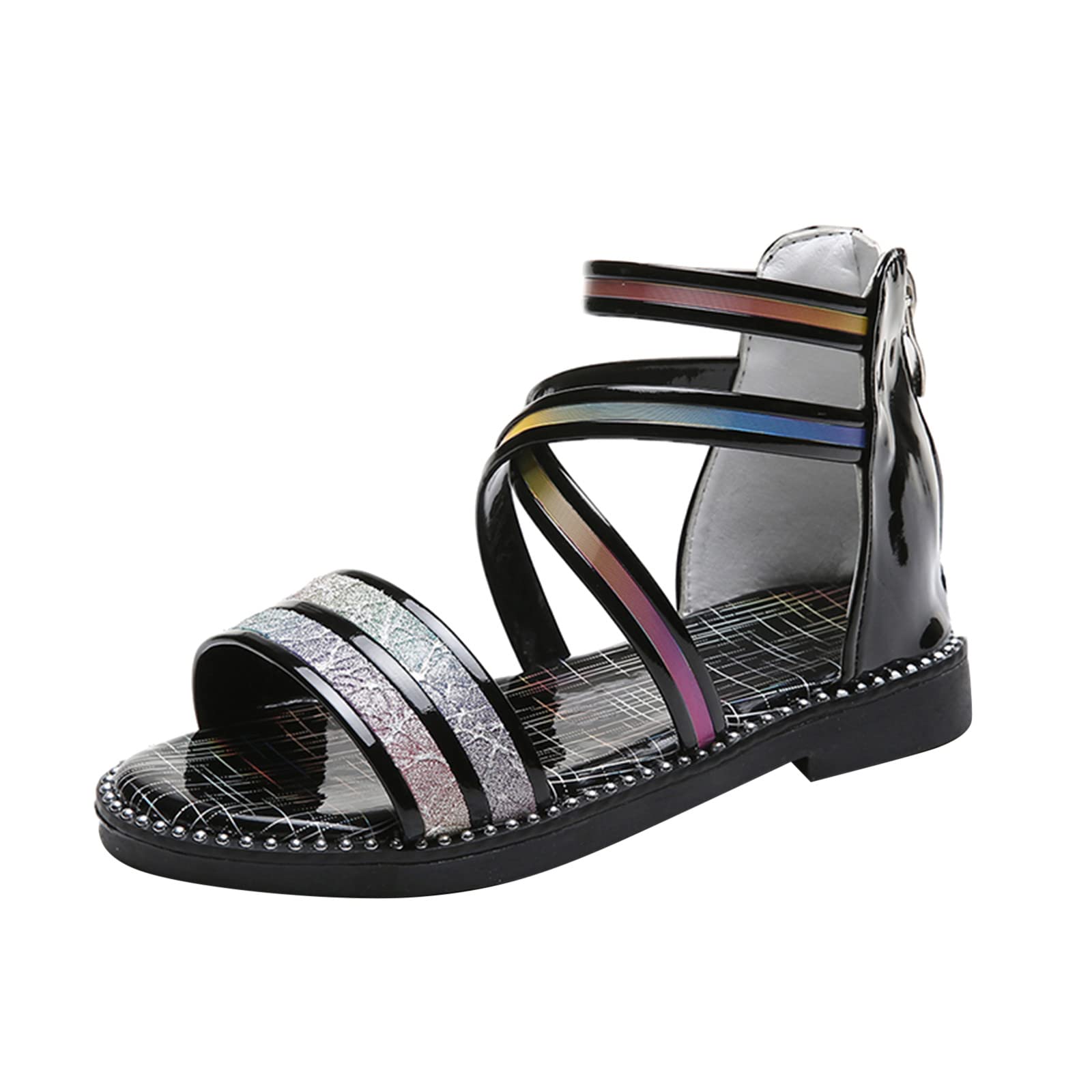 IKFIVQD Girls Sandals with Zipper - Princess Dress Shoes for Toddlers & Kids - Perfect for Parties & Weddings