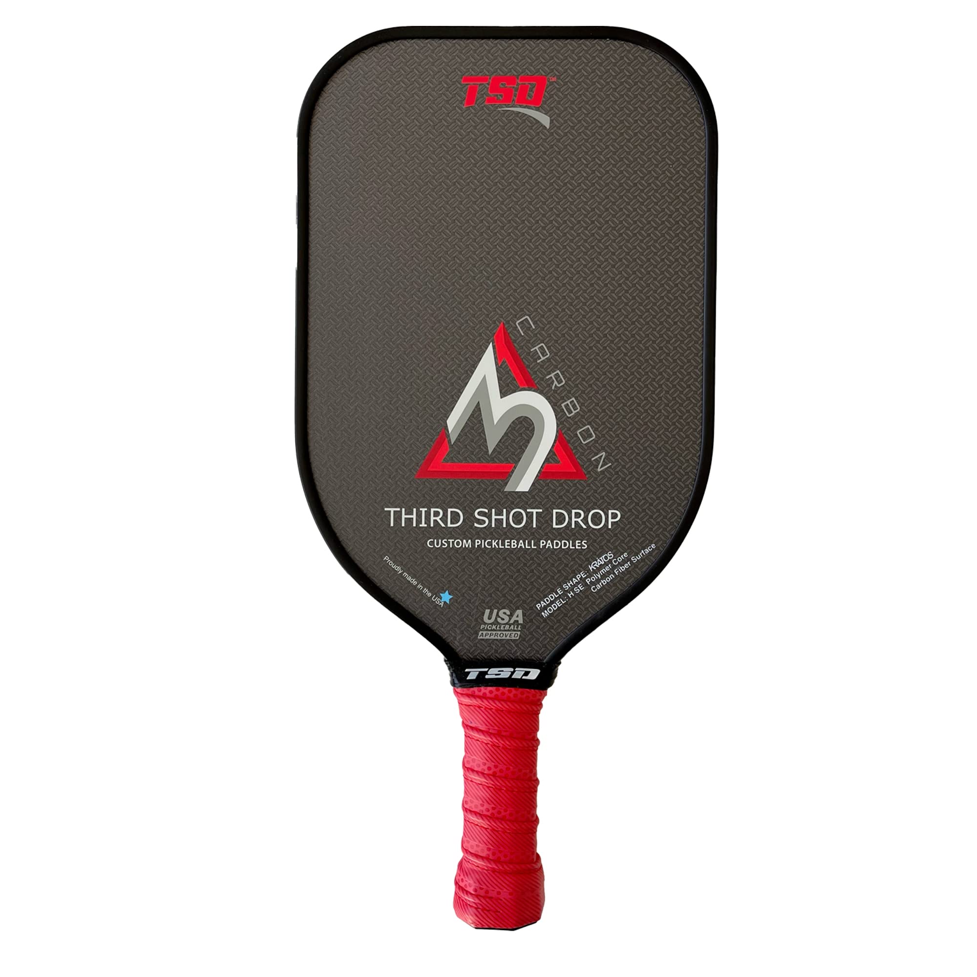 Elongated Shape Pickleball Paddle | Triple Layer Carbon Fiber Diamond Weave Surface (Kratos 2) - Lightweight & Durable for Competitive Play & Outdoor Games