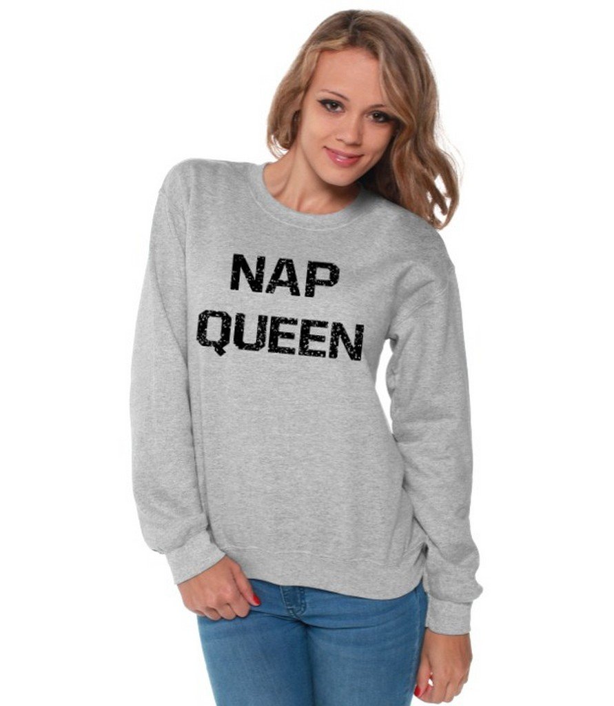 Awkwardstyles NAP Queen Crewneck Sweatshirt - Black Coffee Lover Morning Comfort Pullover with Free Bookmark | Cozy Lounge Wear for Home, Office & Coffee Dates