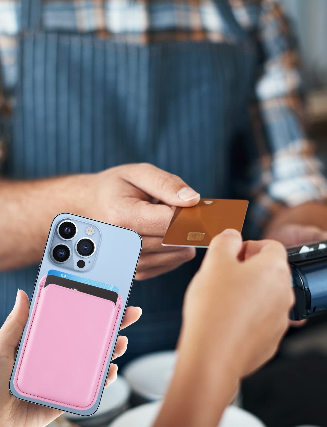 Magnetic Card Holder Wallet with MagSafe for iPhone 14/13/12 Series - Slim RFID Blocking Wallet Case for iPhone 14 Pro Max/14 Pro/14/13 Pro Max/13 Pro/13 Mini/12 Pro Max/12 Pro/12 Mini (Pink) | Perfect for Everyday Use, Travel & Contactless Payments