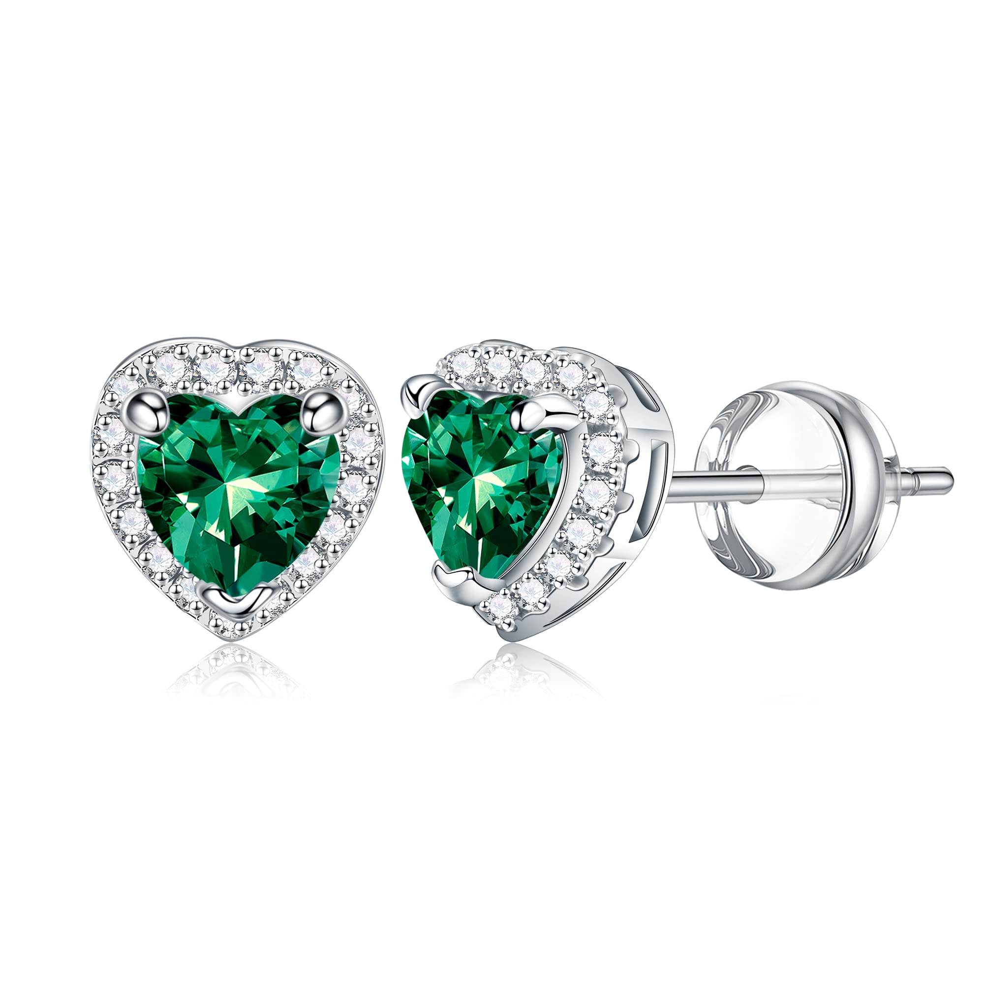 Sparkling S925 Sterling Silver Heart Earrings for Women & Girls - Hypoallergenic Birthstone Jewelry | Perfect Birthday Gift for Teens, Daughter, Wife | Valentine's Day, Anniversary, Prom Jewelry Accessories