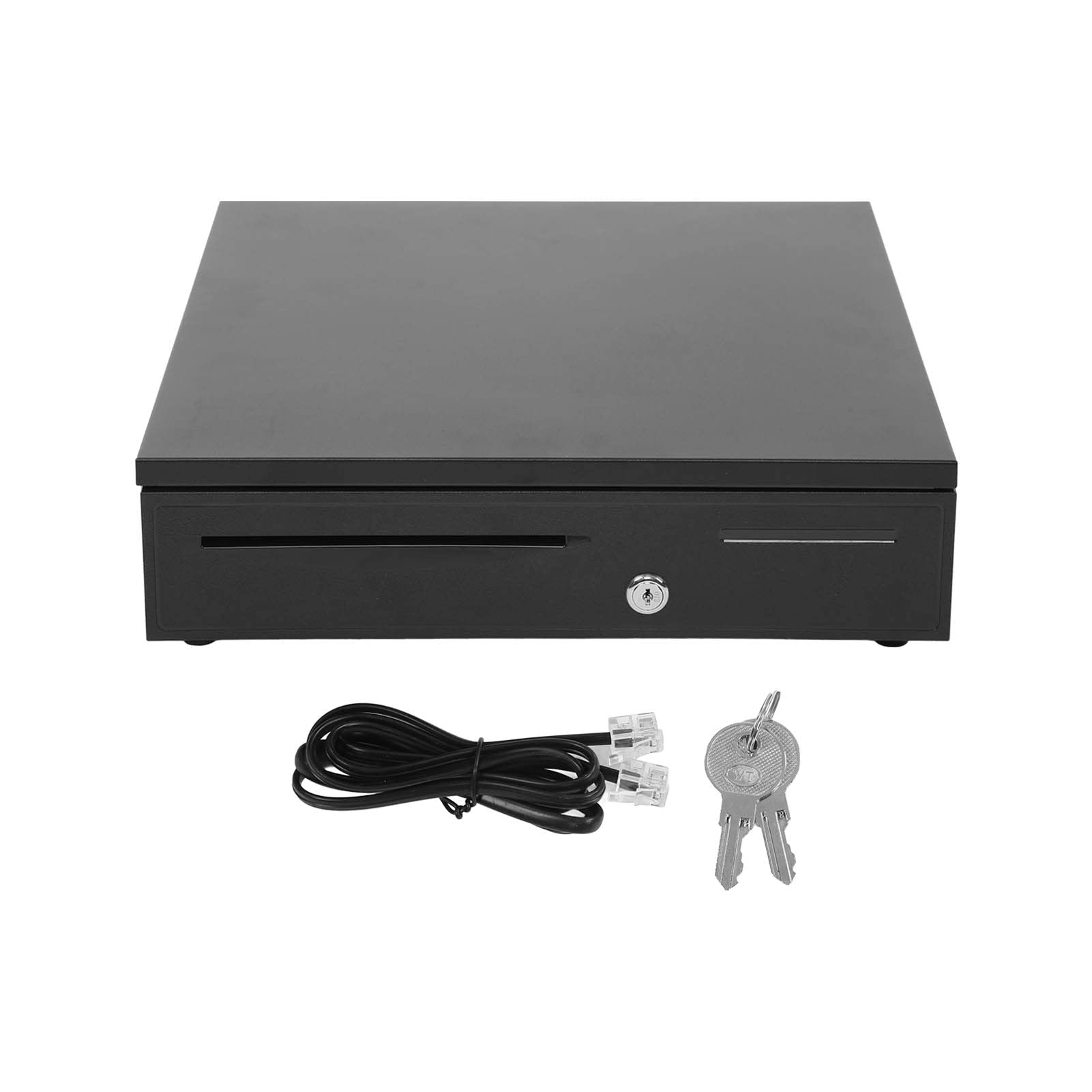 Black Cash Register Drawer with Removable Tray - 1 Bill & 4/5 Coin Compartments | RJ11 Interface | Auto/Manual Locking | DC12V-24V for POS System | Ideal for Retail Stores, Restaurants & Small Businesses
