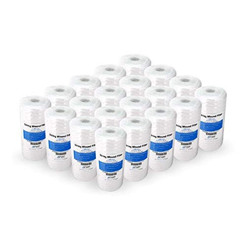 20 Pack String Wound Sediment Water Filter Cartridges 4.5x10 Inch 1 Micron - Perfect for Whole House Filtration, Well Water Systems & Industrial Applications