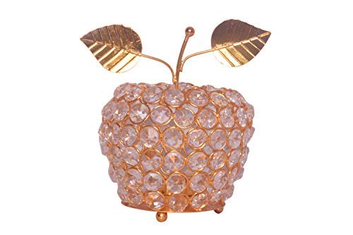 PhareLamp Metal Apple Crystal Candle Holder - Elegant Home Decor for Living Room, Bedroom & Dining Table - Vintage Decorative Lighting Gift Idea