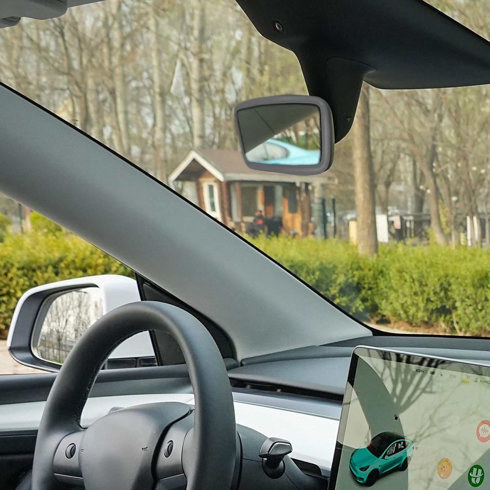 Silicone Car Rear View Mirror Protector Cover for Tesla Model 3/Y - Anti-Slip Interior Mirror Frame Accessory (Gray) | Perfect for Daily Commuting & Road Trips