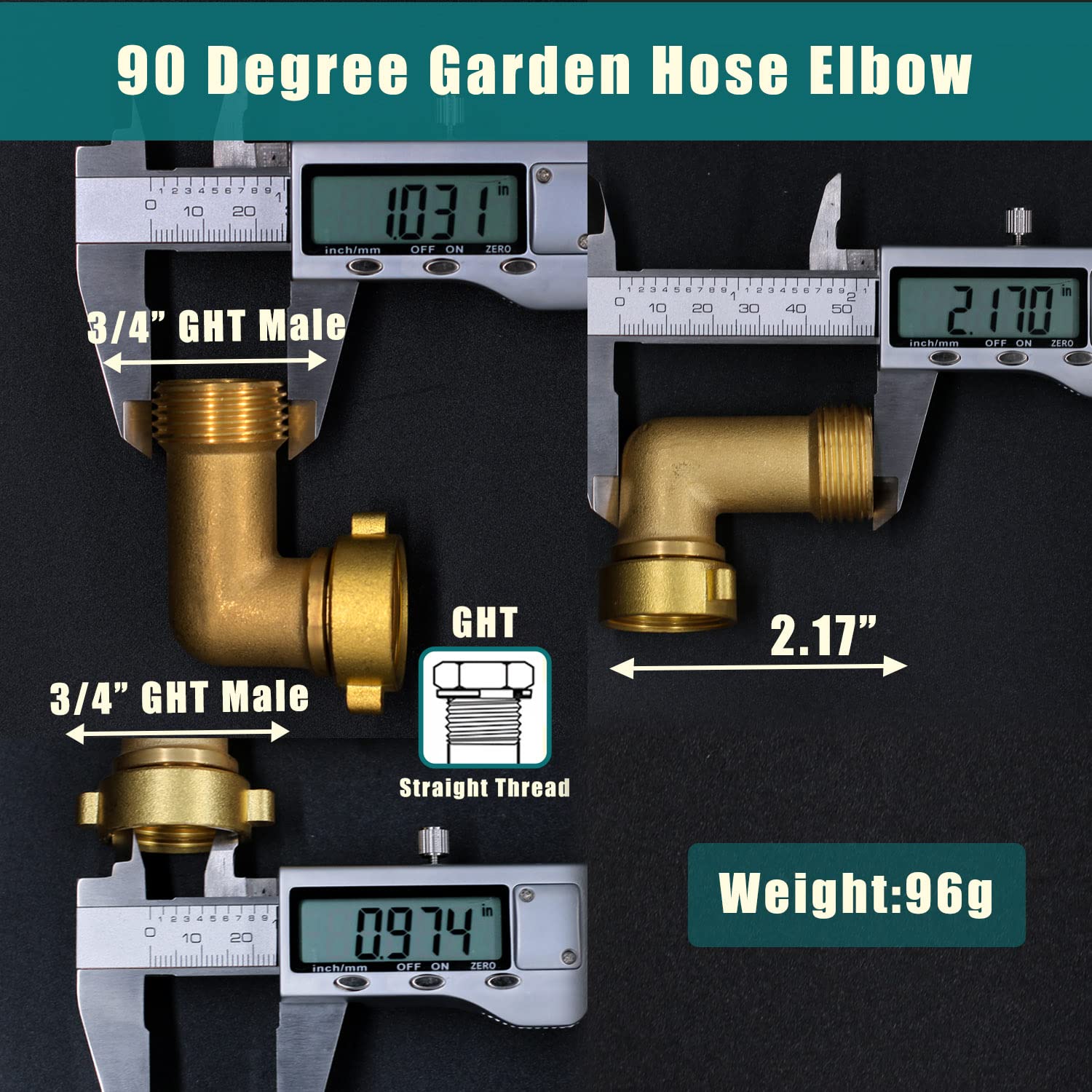 90-Degree Brass Garden Hose Elbow Connector - Heavy-Duty RV Water Intake Adapter - 3/4-Inch GHT Male & Female Pipe Fitting - Perfect for RV Camping, Garden Irrigation & Outdoor Watering Systems