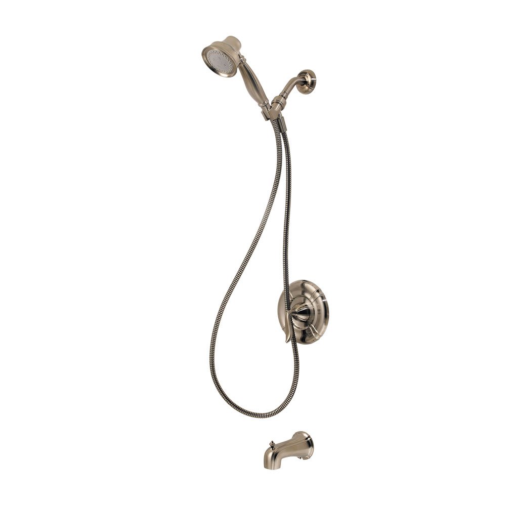 Pfister Santiago 1-Handle Tub & Shower Faucet with Handheld Shower Spray - Brushed Nickel Finish - Perfect for Modern Bathrooms & Spa-Like Showers