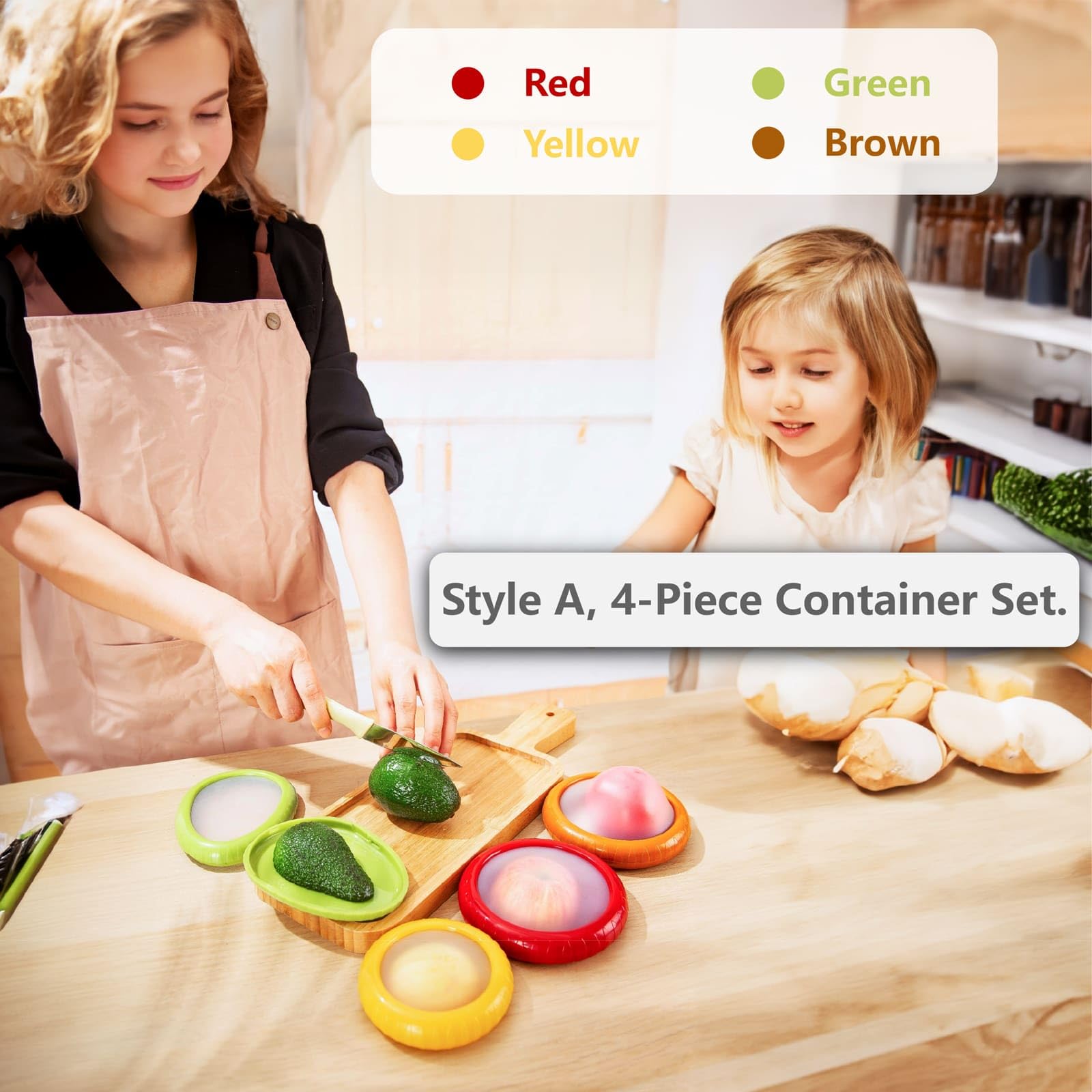 Avocado Keeper & Tomato Holder - 4-Piece Reusable Food Storage Containers for Refrigerator - Perfect for Garlic, Onions, Lemons & Potatoes - Keep Fruits & Vegetables Fresh Longer in Kitchen & Fridge