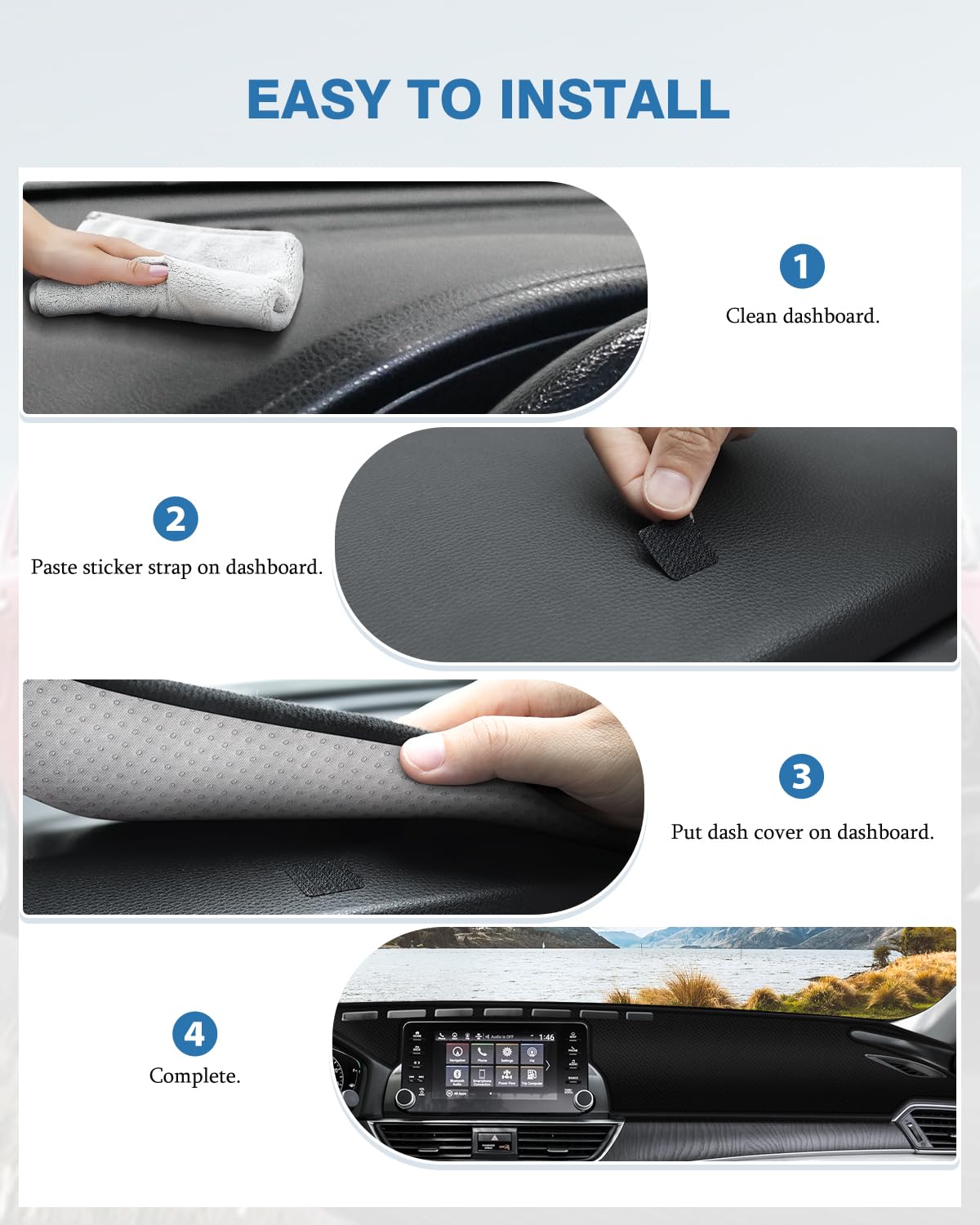 FIILINES Dash Cover for Honda Accord 2018-2022 - Non-Slip Mesh Dashboard Protector, Sunshade & Anti-Glare Accessories - Perfect for Summer Heat Protection & Interior Preservation