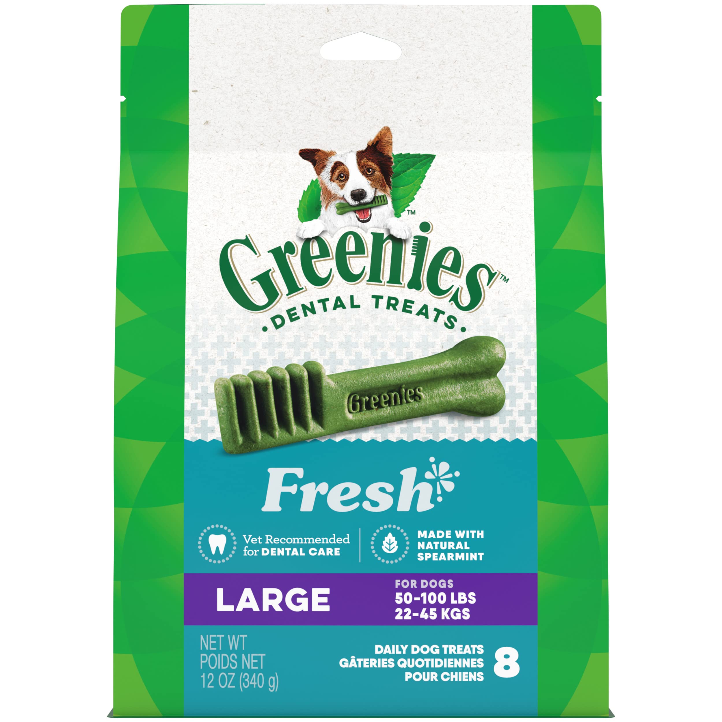 Greenies Fresh Natural Dental Dog Treats for Small & Large Breeds - 12 oz Pack - Tartar Control & Breath Freshener for Dogs - Perfect for Daily Oral Care & Training Rewards