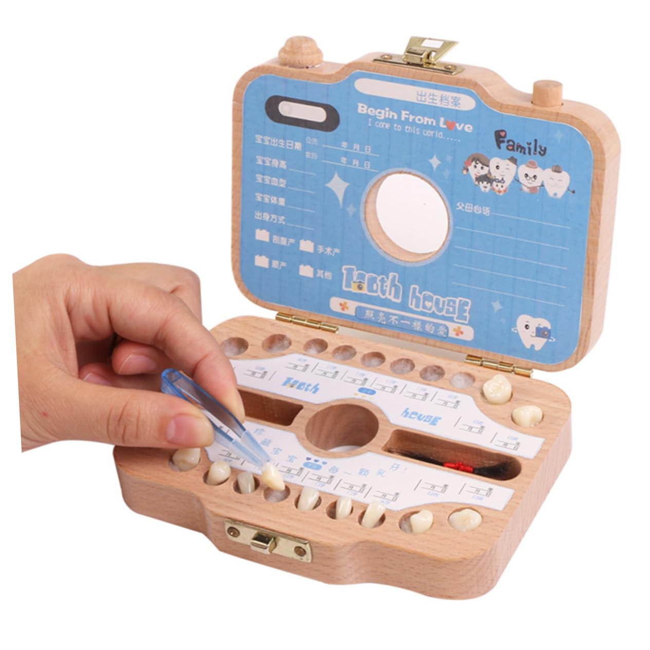 Creative Camera Design Wooden Baby Tooth Keepsake Box - Portable First Tooth Organizer with Note Space for Baby Teeth Storage | Perfect Baby Shower Gift & Milestone Memory Keeper