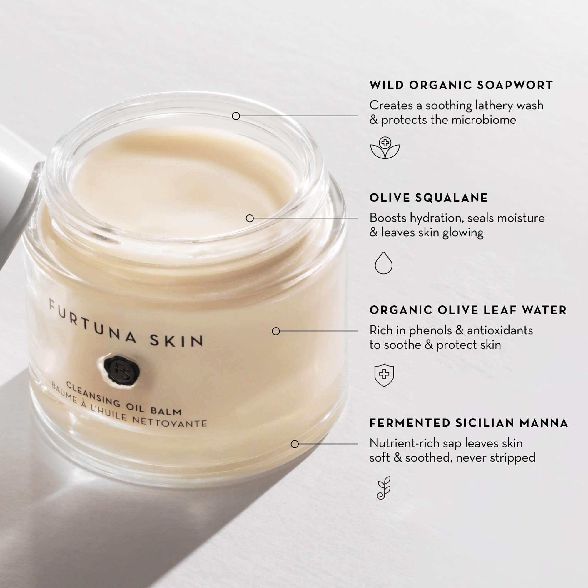 Furtuna Skin Cleansing Oil Balm - Vegan Makeup Remover & Face Moisturizer with Olive Oil & Organic Wild Plants, 80g | Gentle Cleansing for Dry & Sensitive Skin, Perfect for Nighttime Skincare Routine