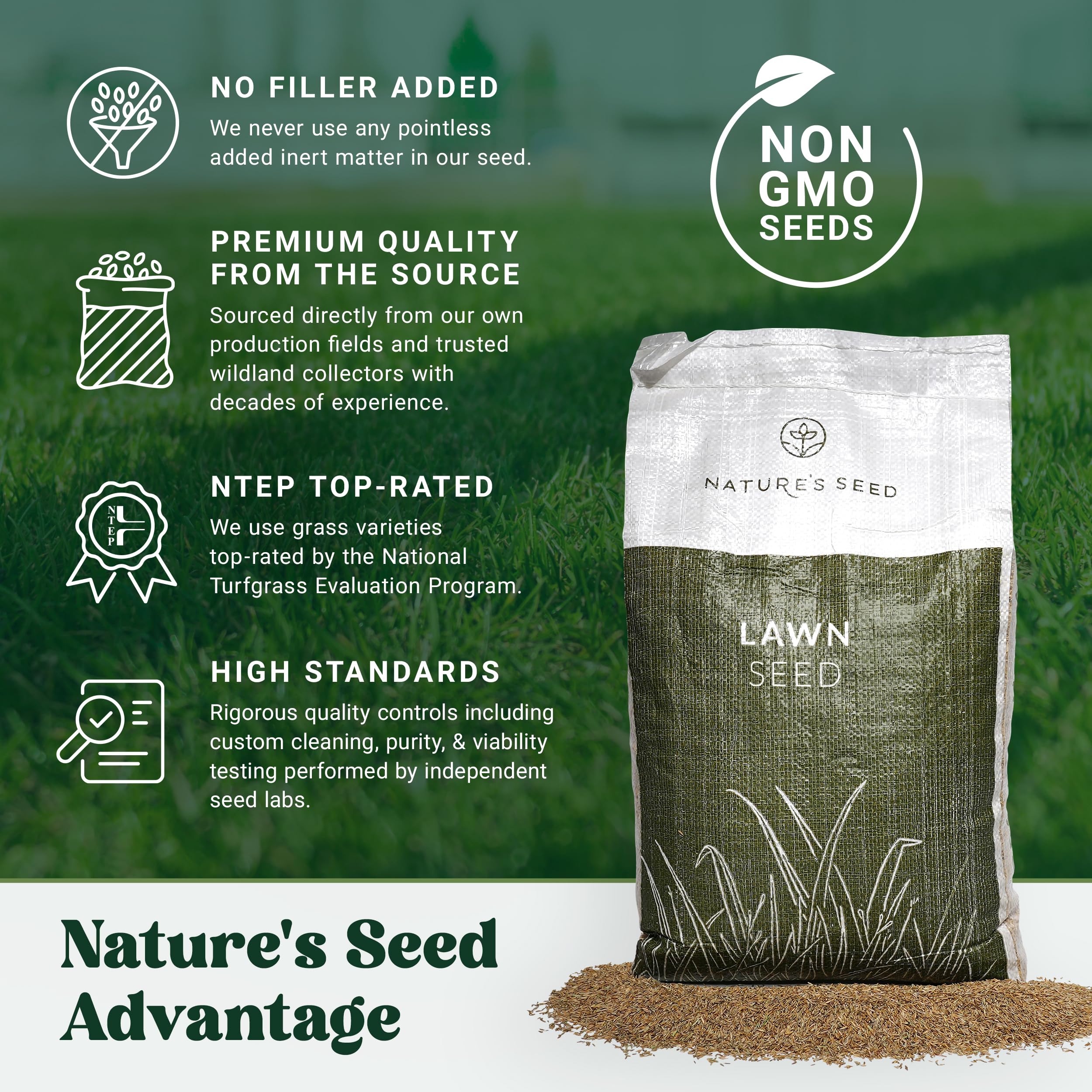 **Nature’s Seed Triple-Play Turf Type Tall Fescue Grass Seed Blend – High-Traffic, Heat & Drought Tolerant – Covers 2000 sq ft – Perfect for Lawns, Gardens & Yards – Ideal for High-Traffic Areas, Drought-Prone Regions & Year-Round Greenery**