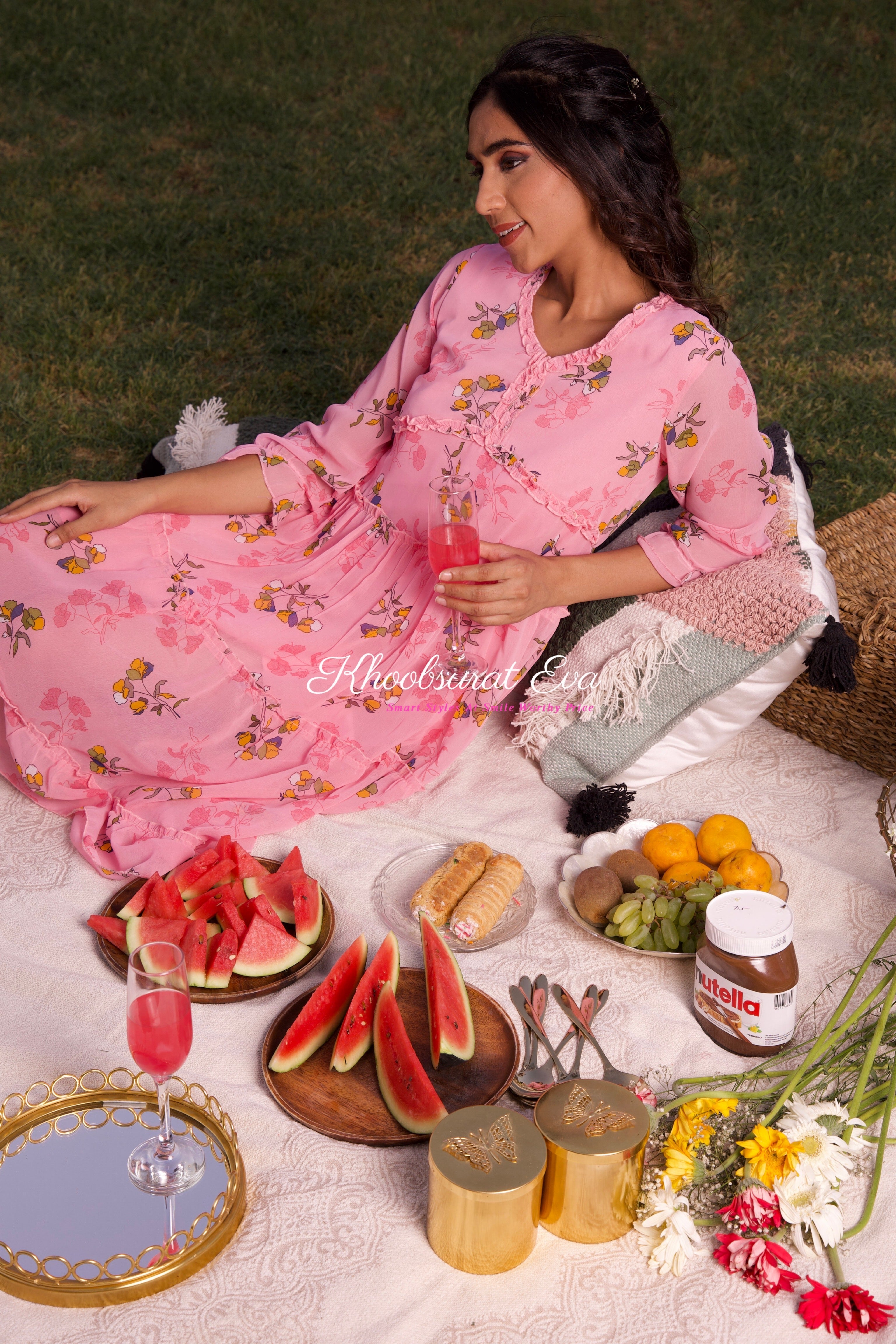 Elegant Pink Flared Maxi Dress for Women - Boho Chic Long Flowy Dress with Side Slits - Perfect for Beach, Party, and Summer Vacation
