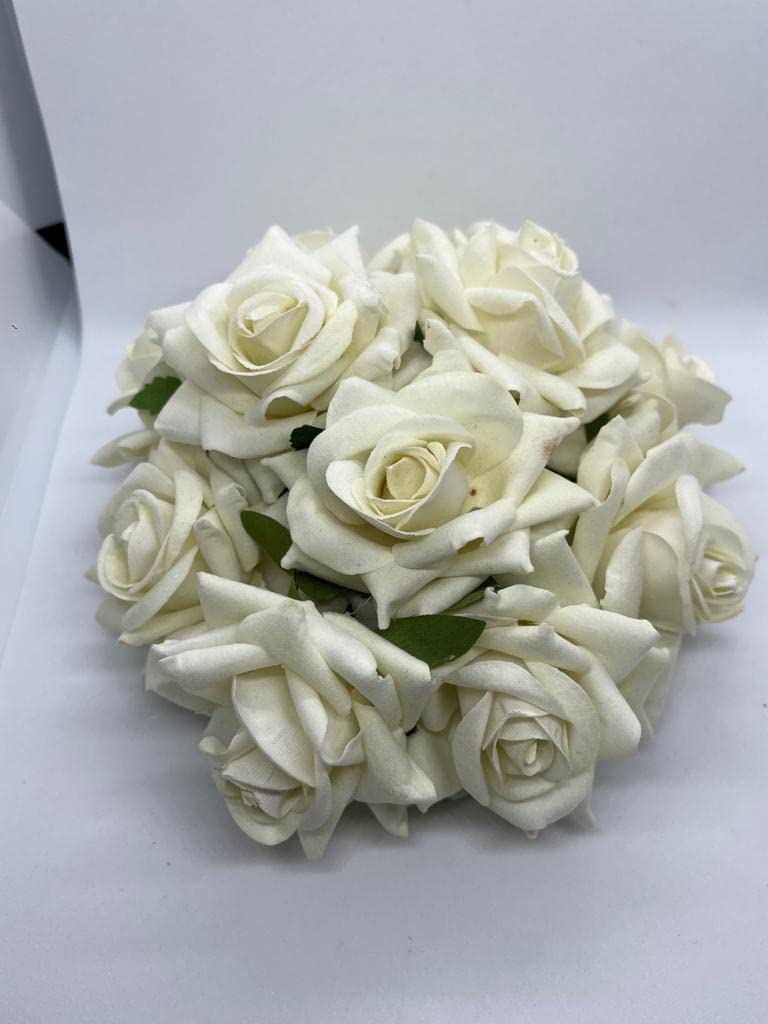 FLUSHIA Artificial White Rose Flower Bun Hair Juda Maker Gajra Hair Accessories for Women & Girls - Bridal, Party, Wedding Hairstyle (White, 1pc)