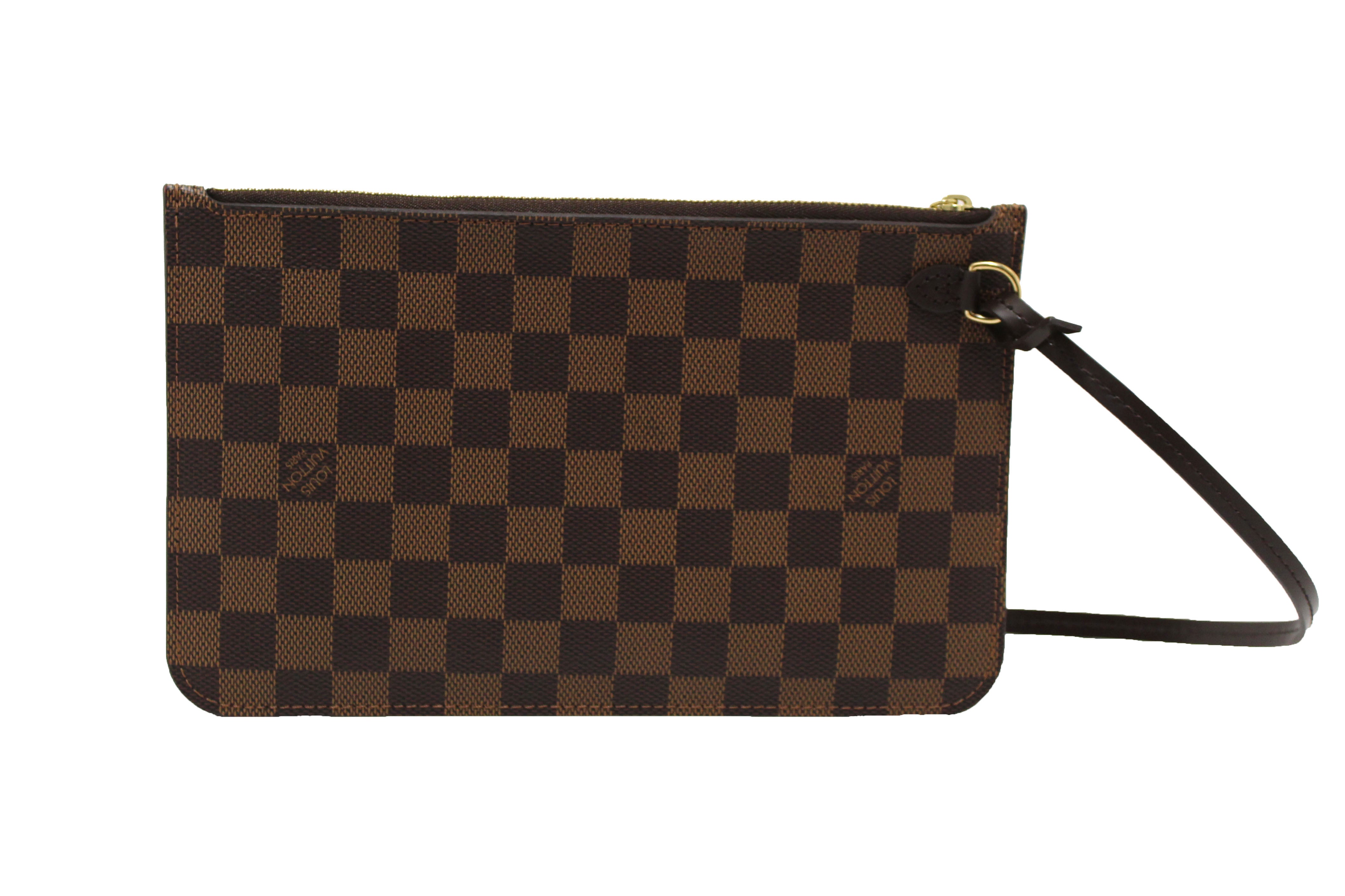Authentic Louis Vuitton Damier Ebene Neverfull Pouch Pochette Bag - Stylish Crossbody Clutch for Women | Perfect for Travel, Work & Evening Events