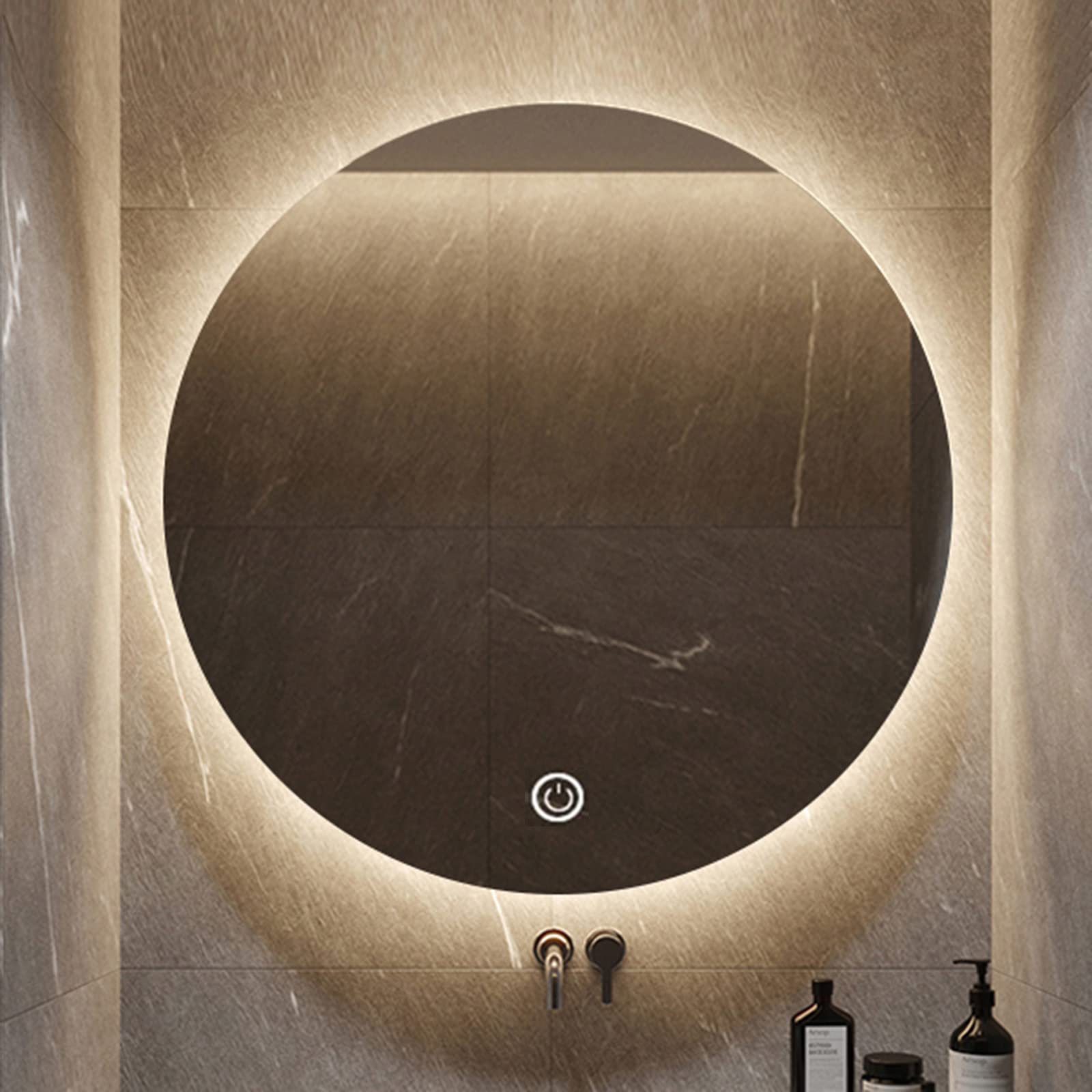 LED Bathroom Mirror with Anti-Fog & Touch Control - Round Smart Vanity Mirror with Adjustable Lighting for Makeup, Shaving - Perfect for Home, Hotel, Spa Decor (Wall Mounted, 18 Inch)