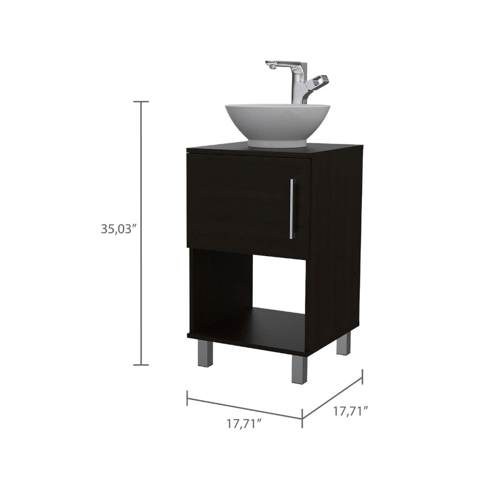 Pittsburgh Single Bathroom Vanity with 1 Open Shelf & Single Door Cabinet - Black Finish for Modern Bathroom Decor | Perfect for Small Spaces & Guest Bathrooms