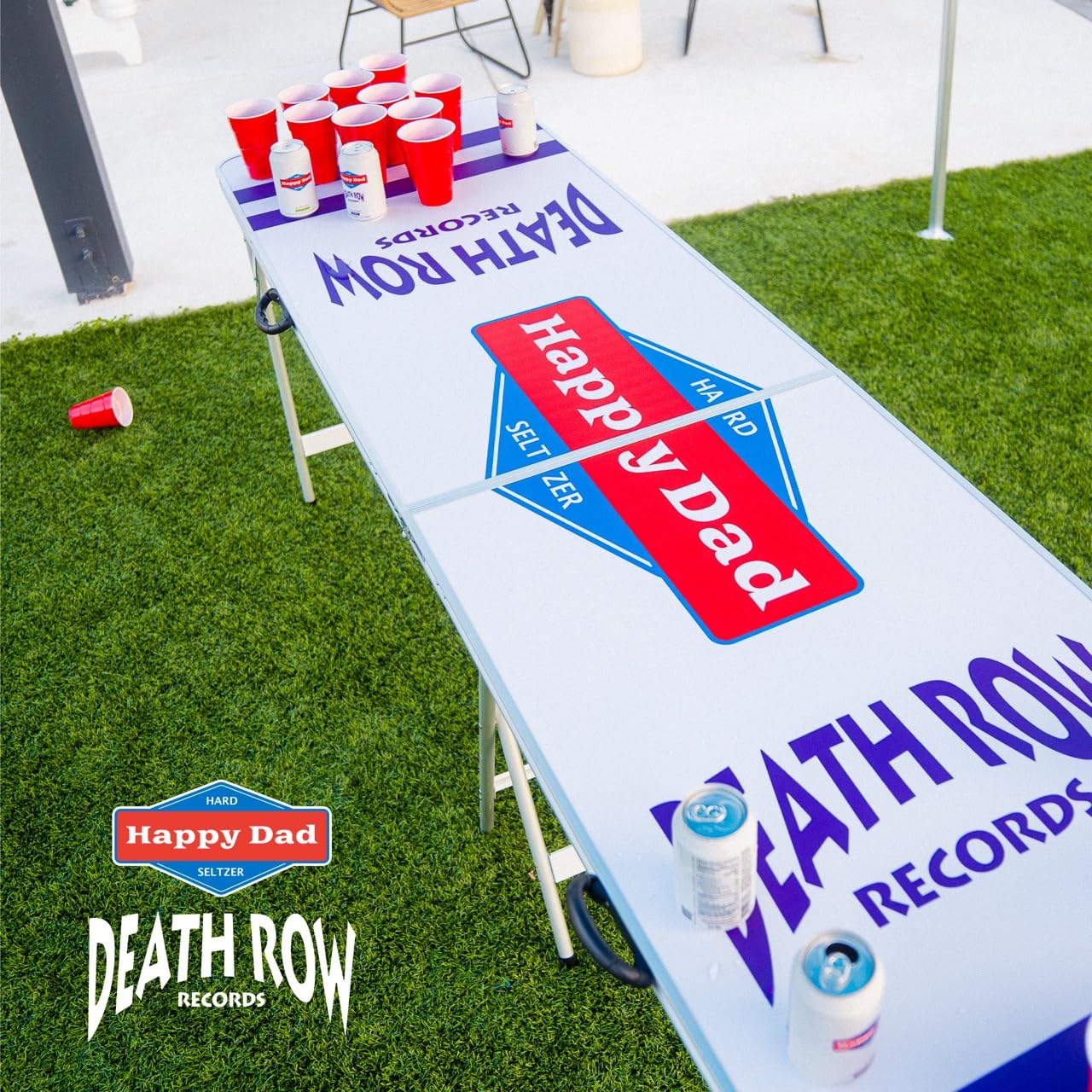 Happy Dad x Death Row Portable Beer Pong Table - Foldable 94.5