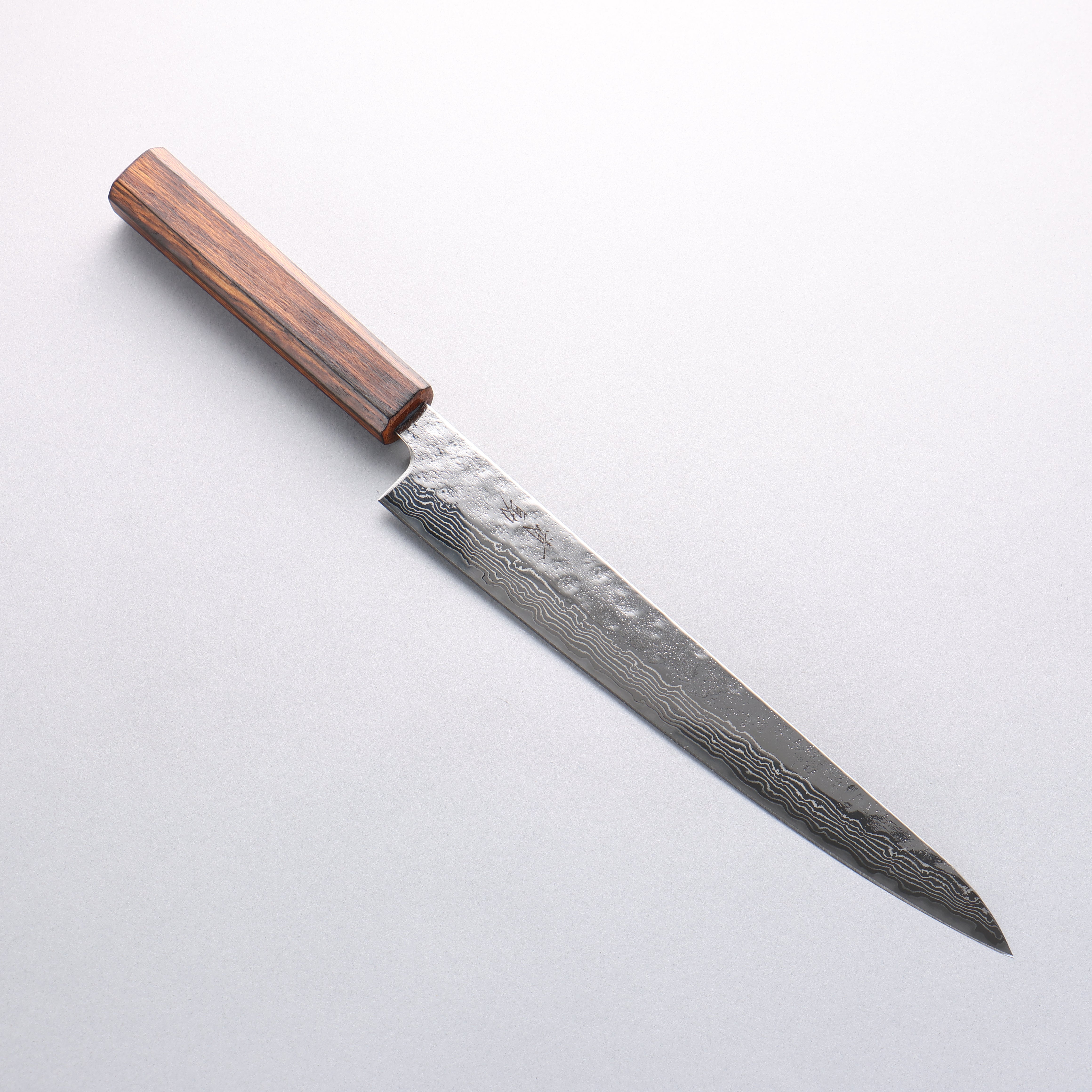Premium 440C Stainless Steel Hammered Damascus Sujihiki Knife 240mm with Oak Handle - Japanese Kitchen Knife for Slicing Meat, Fish & Sushi - Perfect for Chefs & Home Cooking