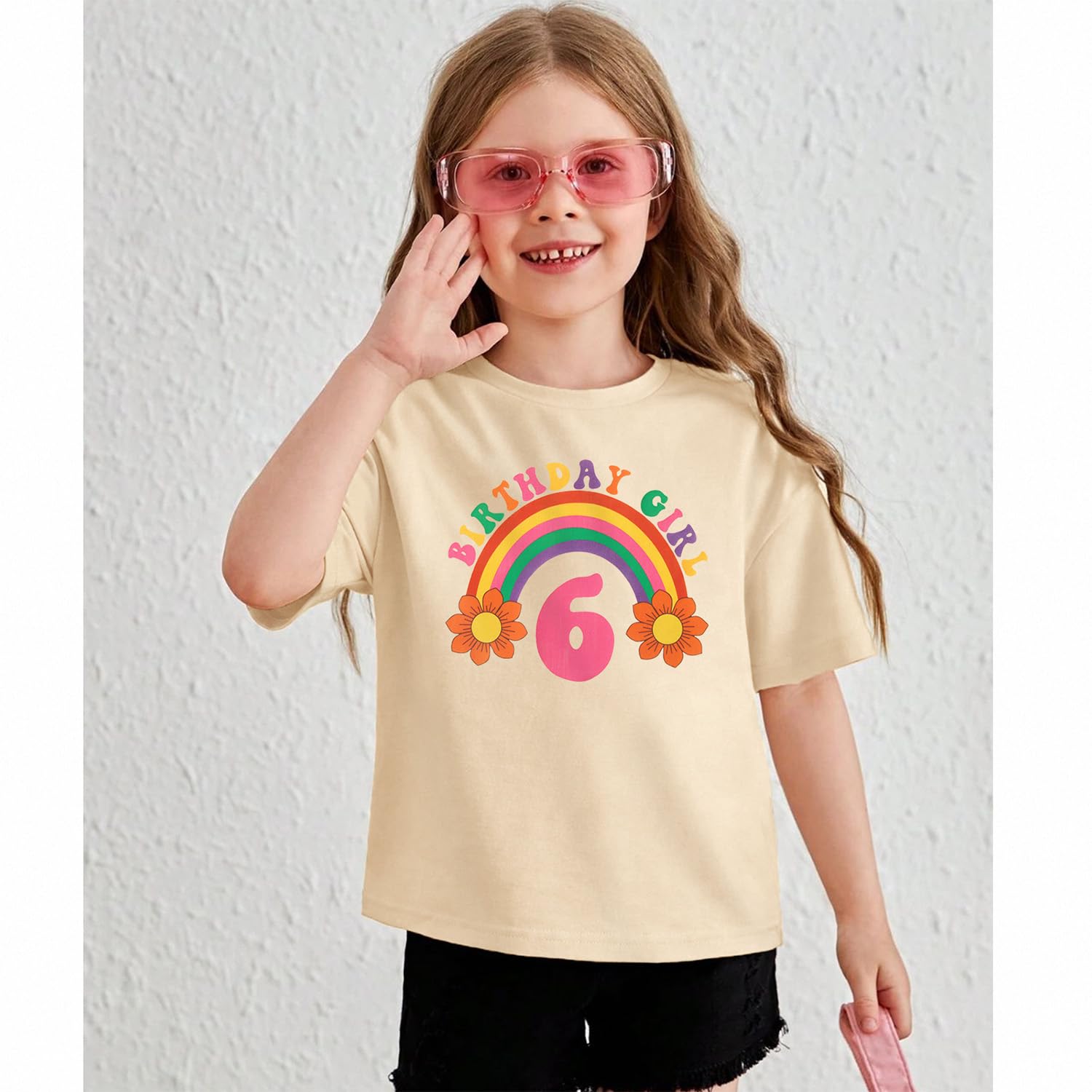 Rainbow Birthday Girl Shirt for Toddlers 1-7 Years | Cute Kids Birthday Tee Outfit | Perfect Party Gift & Photo Shoot Outfit for Girls Birthday Celebration