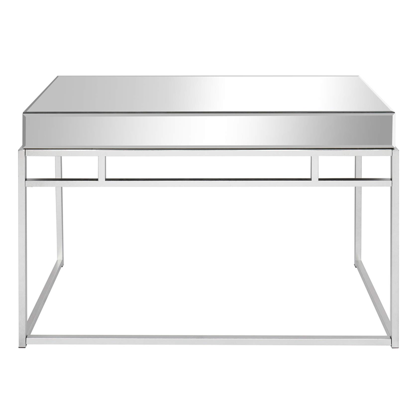 Mirrored Vanity Table with 2 Drawers - Modern Makeup Dressing Desk & Home Office Writing Table, Silver Finish | Perfect for Bedroom, Living Room, Entryway & Hallway Decor | Space-Saving Console & Sofa Side Table for Daily Use
