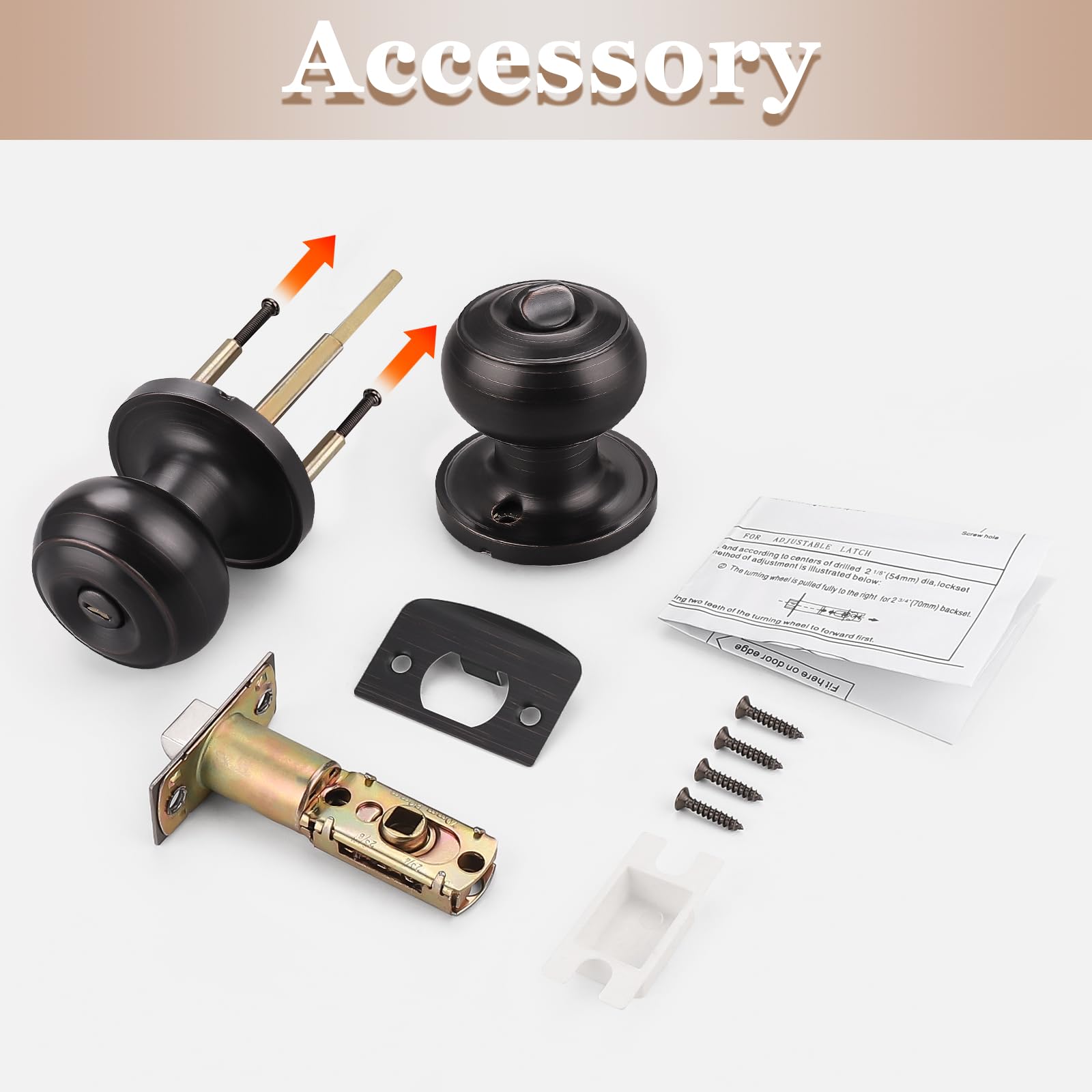 Probrico 5-Pack Oil Rubbed Bronze Keyless Privacy Doorknob Lockset - Secure Interior Bathroom & Bedroom Door Locks for Home Privacy