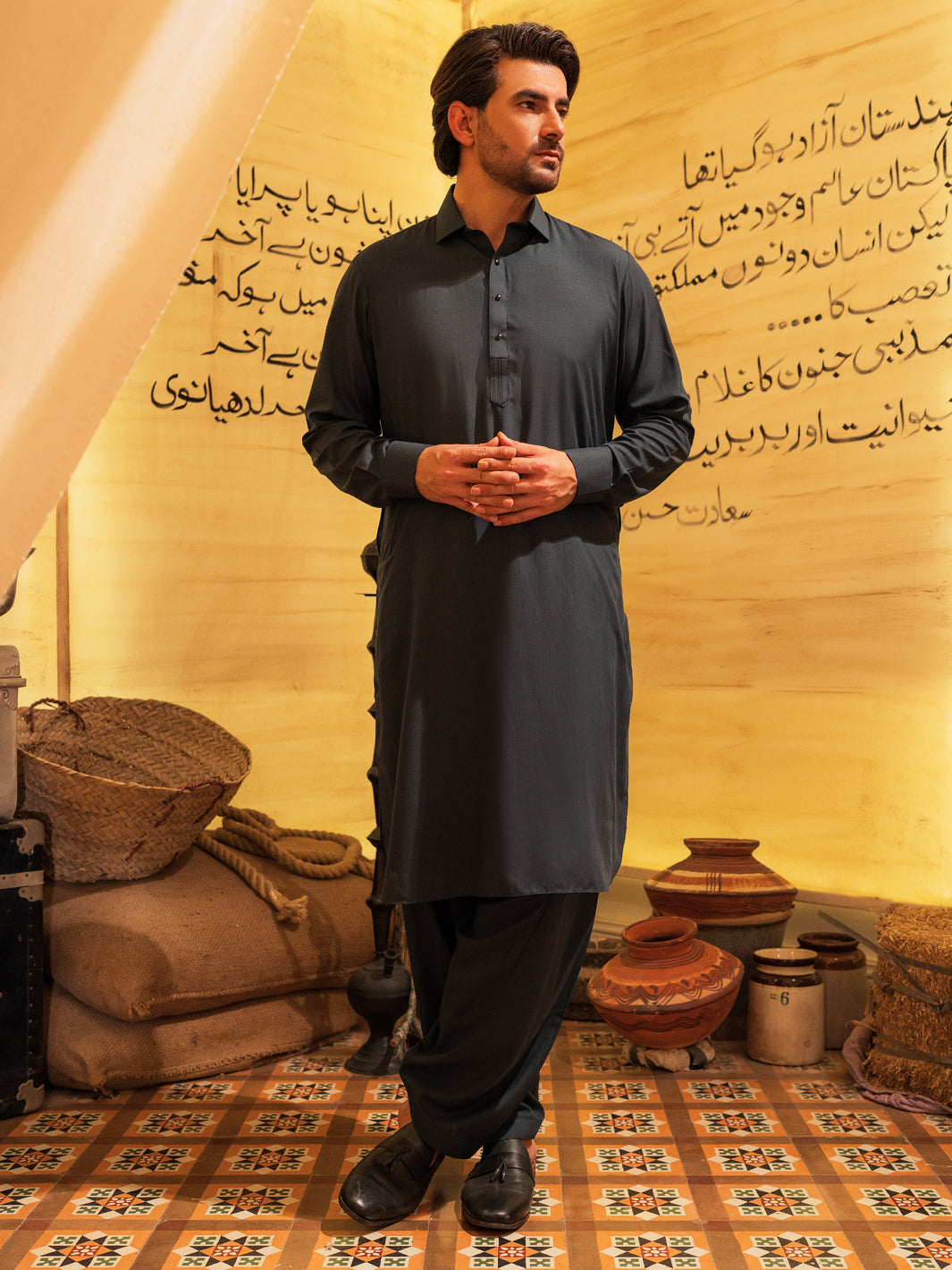 Premium Blended Teal Blue Shalwar Kameez by Almirah - Wasim Akram Collection | Elegant Pakistani Traditional Outfit for Weddings, Festivals & Special Occasions
