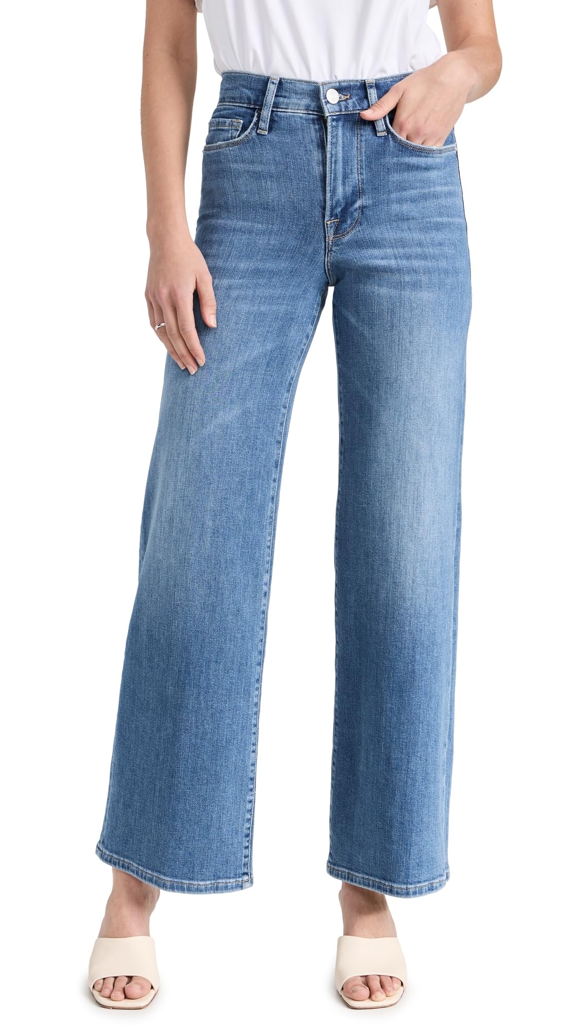 FRAME Women's Le Slim Palazzo Jeans - High Waist Stretch Denim Pants for Casual & Office Wear | Perfect for Work, Date Night & Everyday Outfits