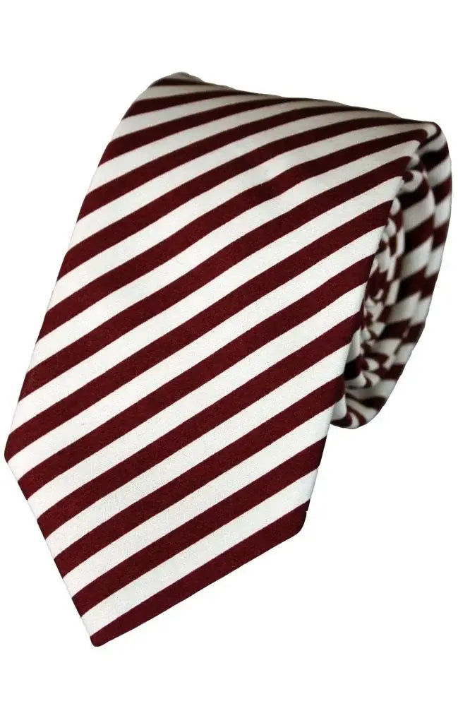 LA Smith Red Stripe Printed Necktie for Men - Classic Silk Tie for Business, Wedding & Formal Occasions