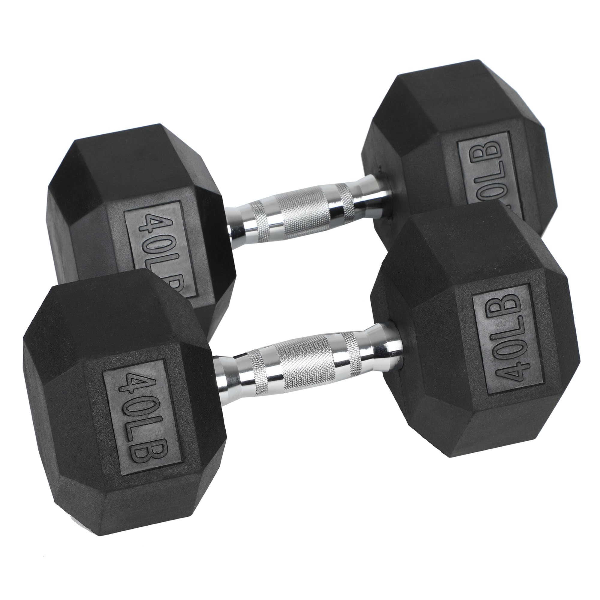 HolaHatha Hexagonal Cast Iron Dumbbell with Textured Grip - Free Weight for Strength Training, Home Gym Workouts, CrossFit & Functional Fitness Exercises