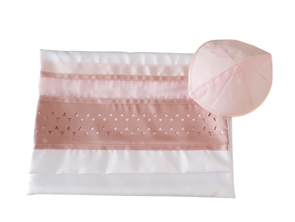 Pink Star of David Tallit for Women & Girls - Elegant Jewish Prayer Shawl for Synagogue, Bat Mitzvah & Religious Ceremonies
