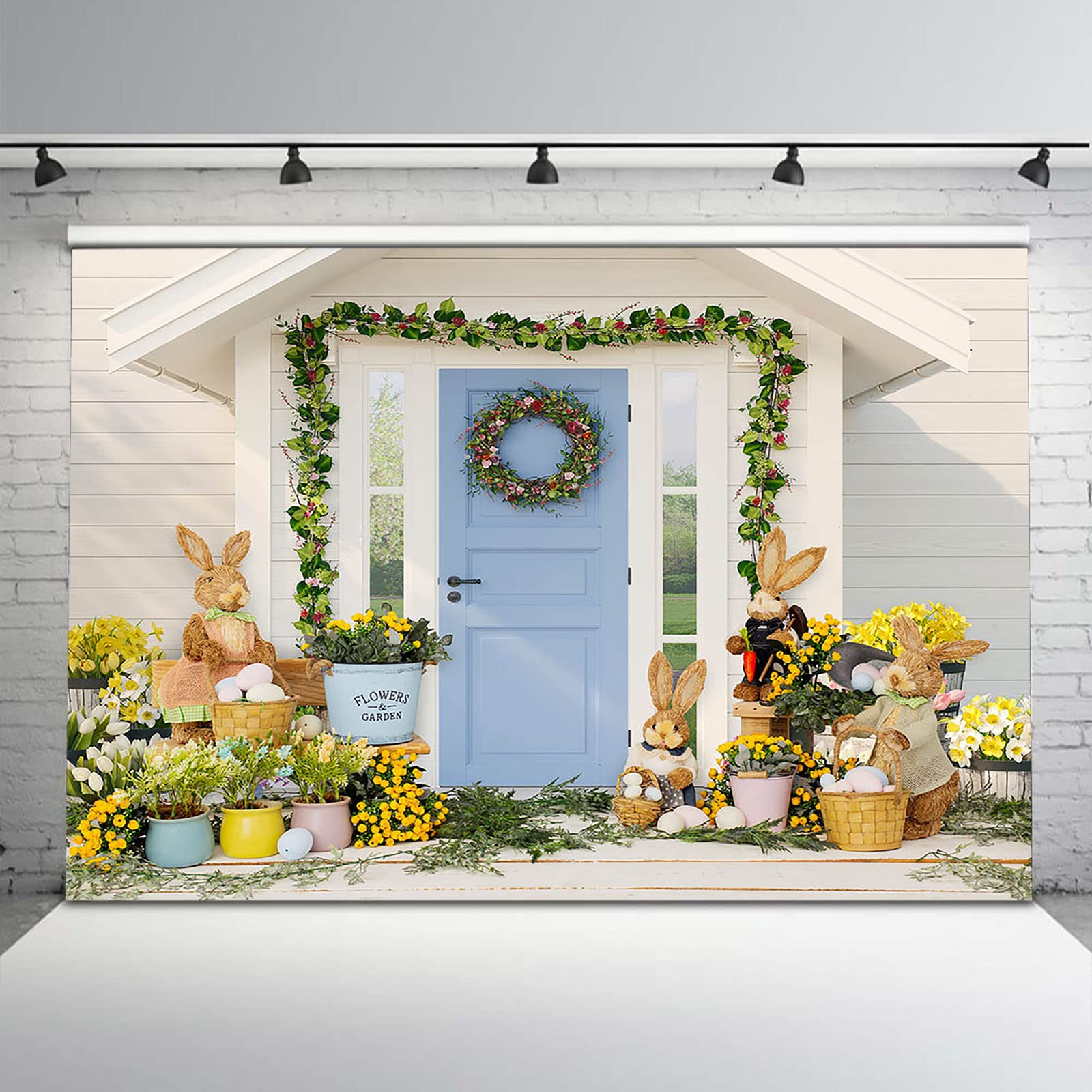 Happy Easter Rabbit Egg Garden Floral Photography Backdrop - 8x6ft Spring Easter Day Photo Studio Props for Newborn Baby Shower, Birthday Party Decorations | Perfect for Easter Celebrations, Spring Parties & Family Photo Sessions