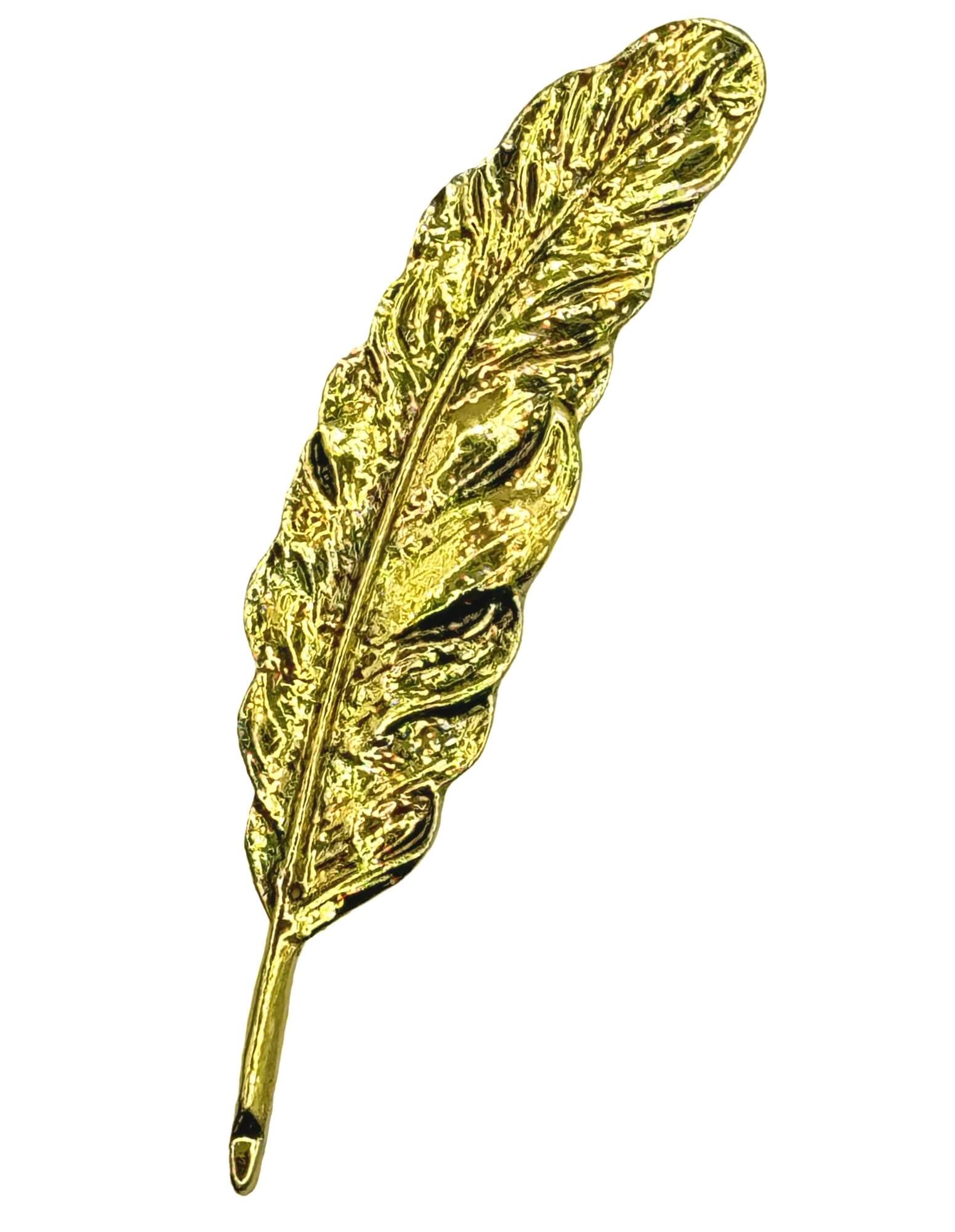 DÉCLIC Full Feather Pin - Gold Plated Hair Clip for Women, Elegant Hair Accessory for Parties, Weddings & Special Occasions
