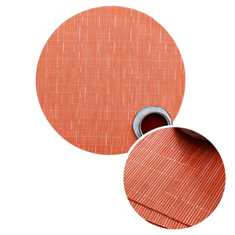 Round Woven Placemats Set of 4 - 13.8 Inch Washable Non-Slip Table Mats for Dining, Christmas Decor, Home, Wedding & Party - Orange Home Decor for Holiday Tablescapes