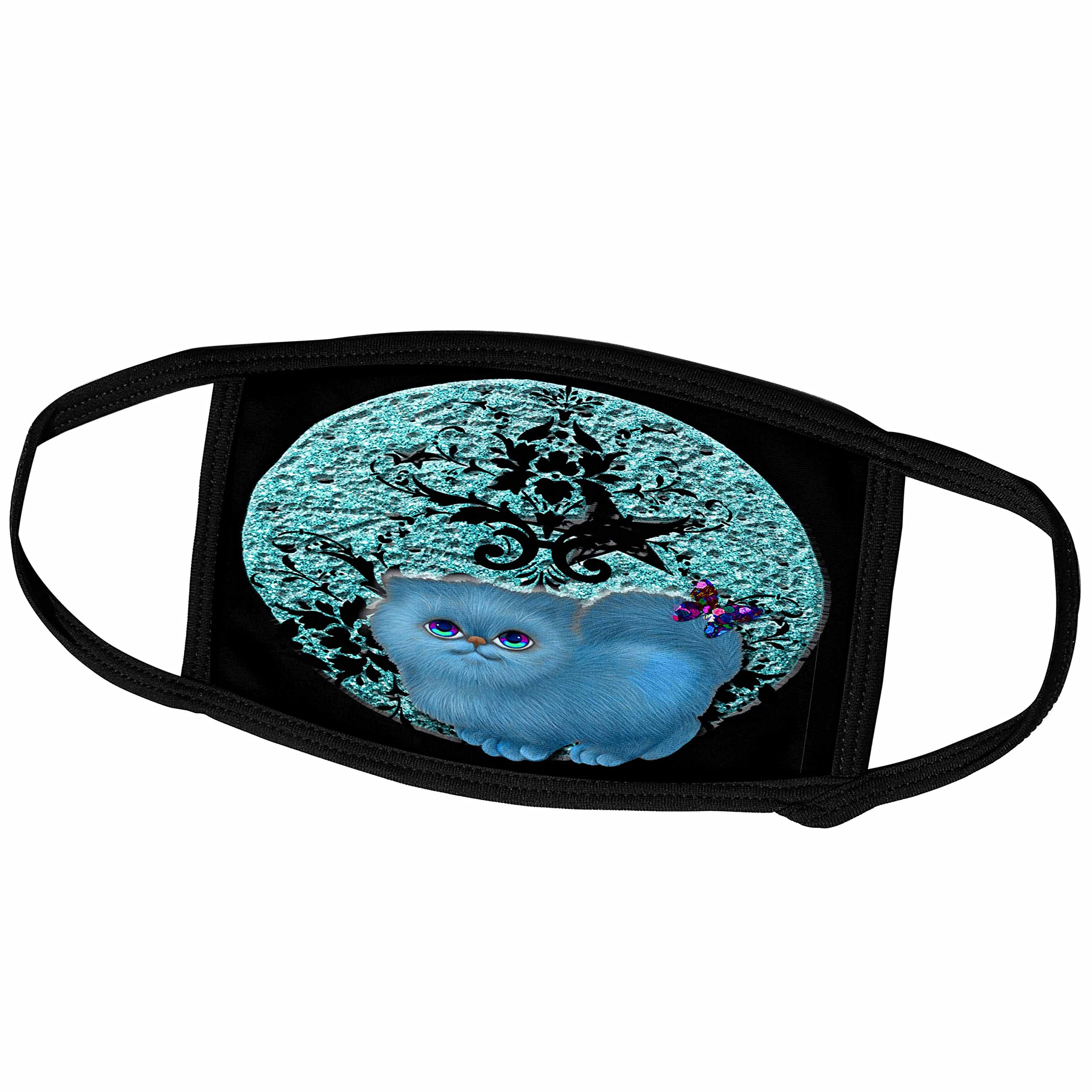 3dRose Adorable Persian Cat with Fantasy Ball Background Face Masks (Pack of 1) - Soft Breathable Fabric for Daily Use, Outdoors & Travel