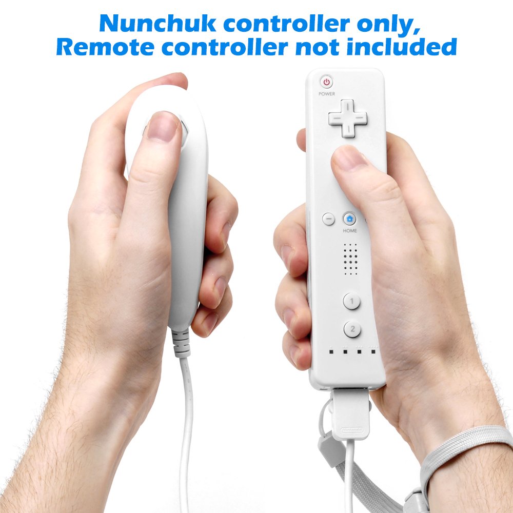 AFUNTA 2-Pack Replacement Nunchuk Controllers for Nintendo Wii U - Black & White - Perfect for Wii U Gaming, Fitness & Party Play
