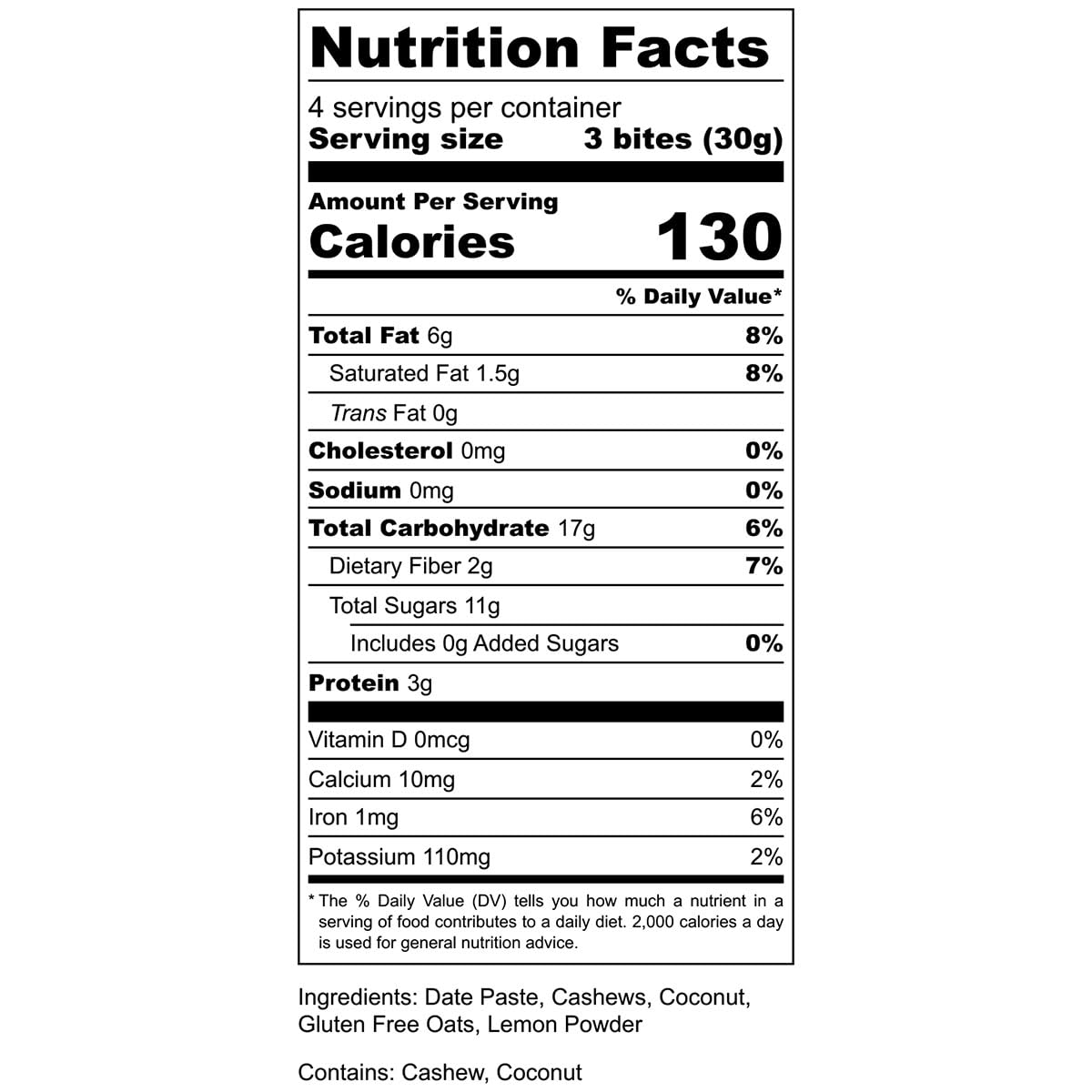 AMG Snacks Lemon Coconut Energy Bites - 4.3oz Pack of 6 (72 Bites) | Vegan Protein Bars with Dates & Nuts | Non-GMO, Gluten Free, All Natural Ingredients | Perfect for Hiking, Workouts & Healthy On-the-Go Snacking
