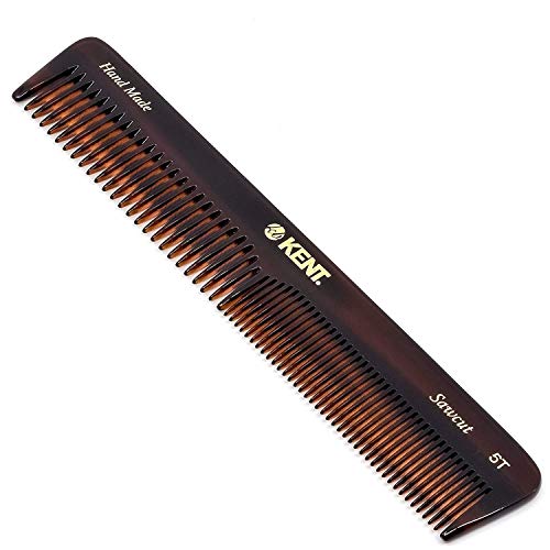Kent 5T 6.6 Inch Professional Double Tooth Hair Comb - Fine & Wide Teeth Styling Comb for Men, Women & Kids - Perfect for Hair, Beard & Mustache Grooming - Ideal for Coarse & Fine Hair Types - Made in England - Great for Daily Styling, Salon Use & Travel Essentials