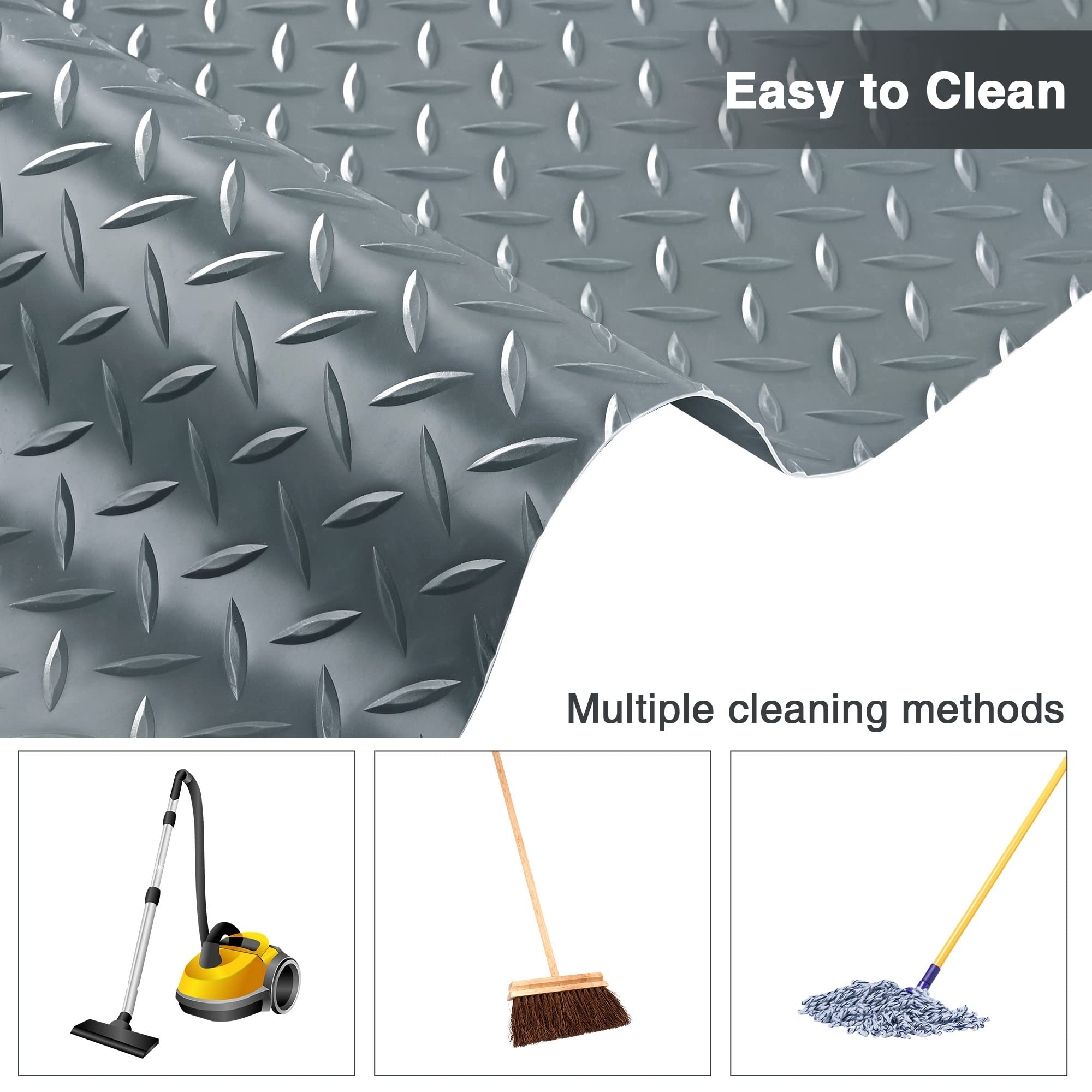Yescom Heavy Duty PVC Garage Floor Mat Roll - 19.5x6.5 Ft Diamond Pattern Car Parking Mat for Garage, Warehouse, Gym & Basement - Protects Floors from Oil, Dirt & Moisture - Ideal for Vehicle Parking, Workout Areas & Storage Spaces