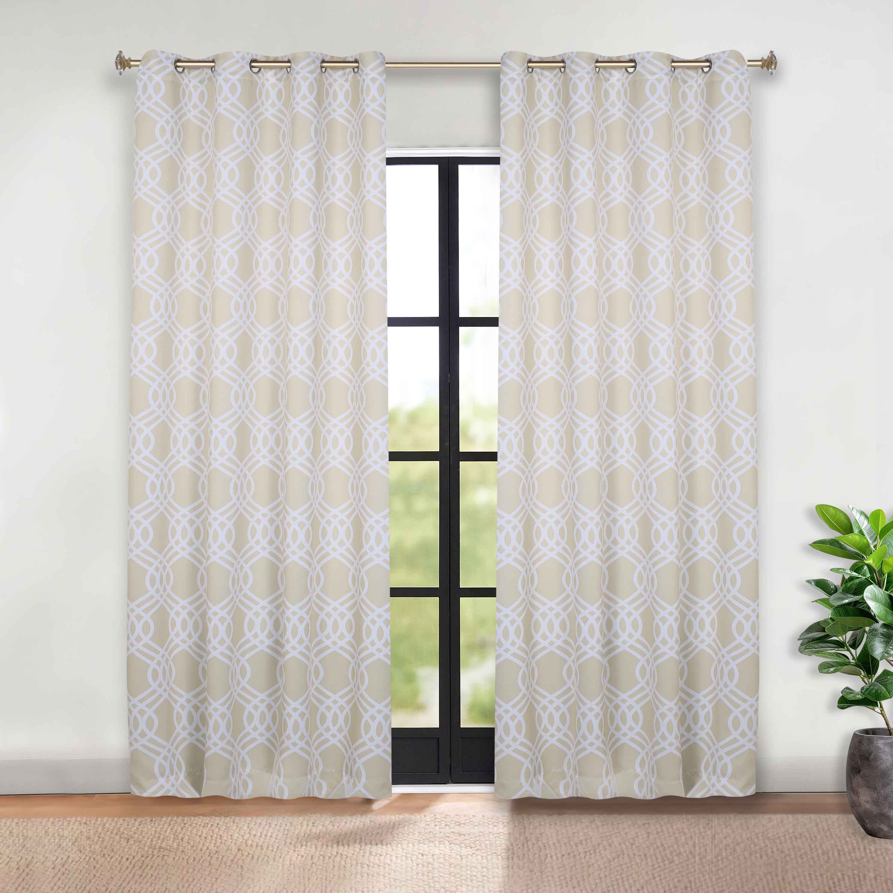 Blackout Curtains for Bedroom - Washable Room Darkening Ribbon Trellis Curtain Panel Set - Perfect for Nursery, Home Theater & Light Sleepers